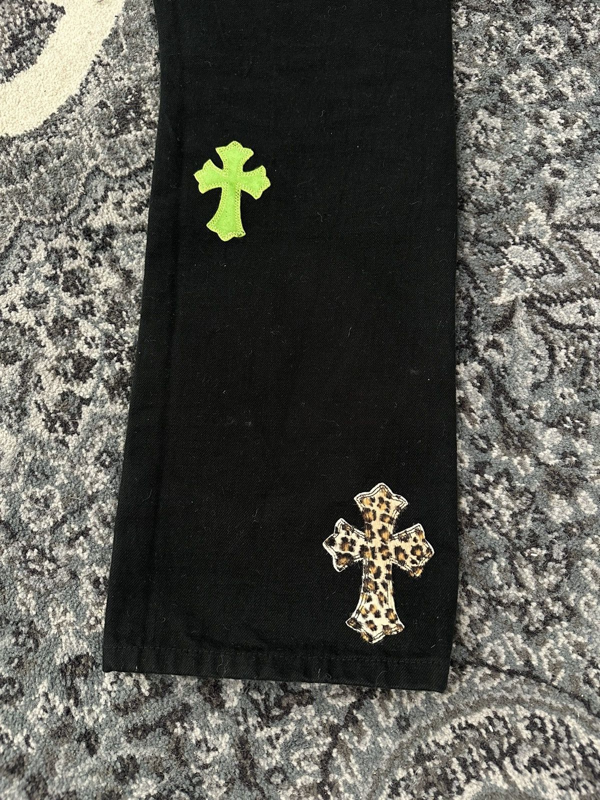 Chrome Hearts Chrome Hearts Black Cheetah Lime Cross Patch Jeans Size US 34 / EU 50 - 13 Thumbnail