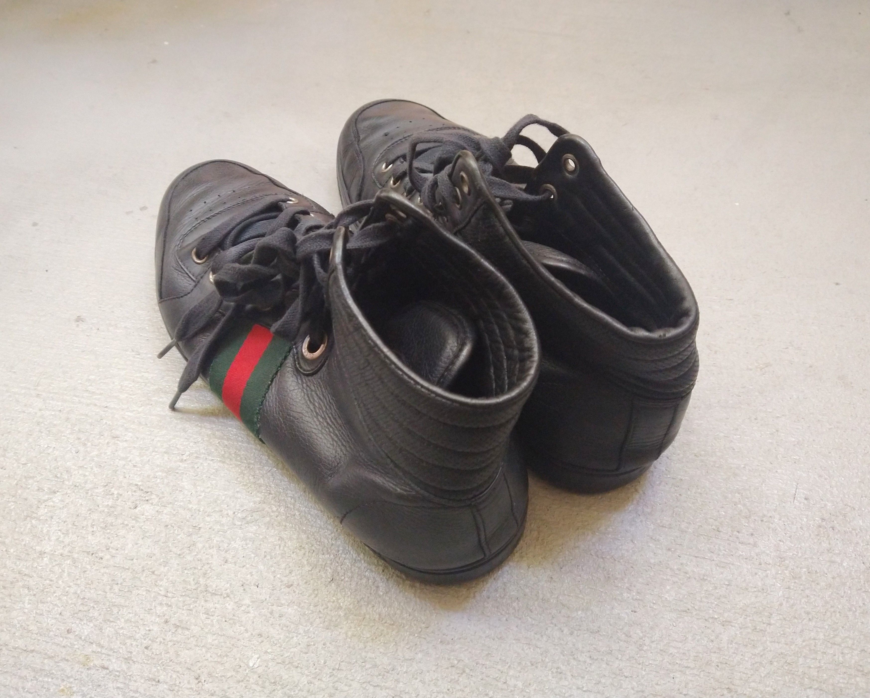 Gucci Gucci High Top Sneakers Black Leather Size 9.5 Lace Up Size US 9.5 / EU 42-43 - 11 Thumbnail