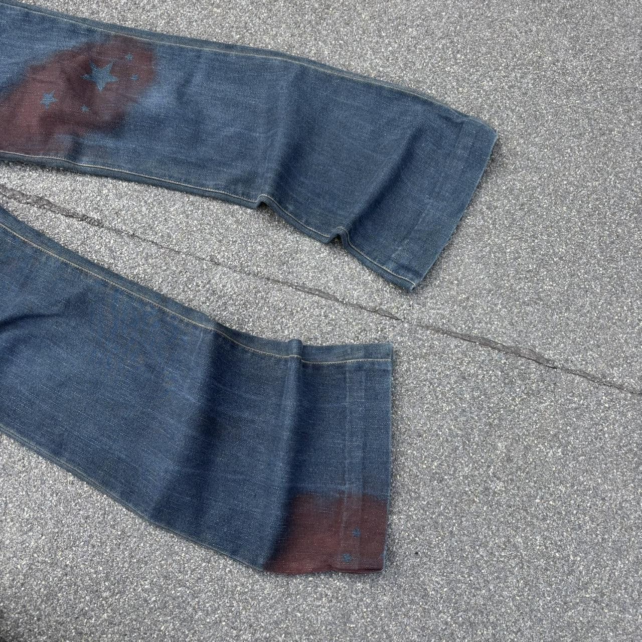 Japanese Brand × Vintage Vintage y2k 90s flared painted avant garde jeans Size US 32 / EU 48 - 4 Thumbnail