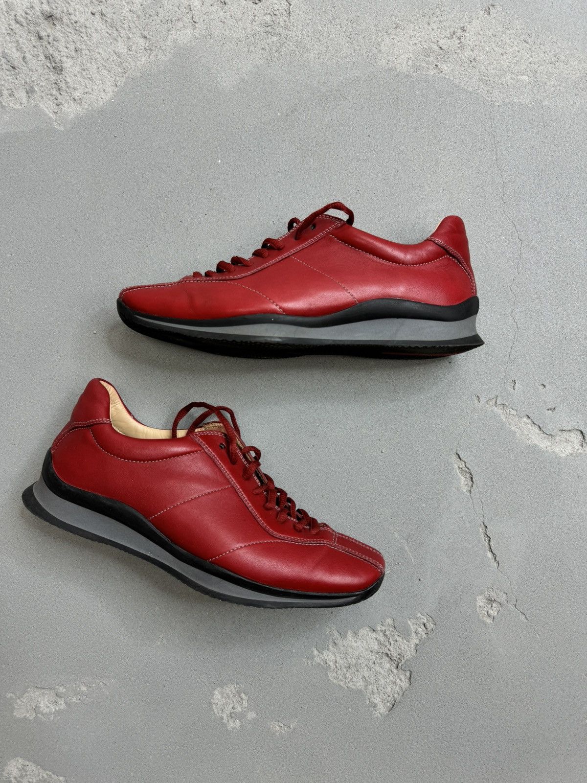 image of Vintage Prada Sport Leather Sneakers in Red, Women's (Size 7)