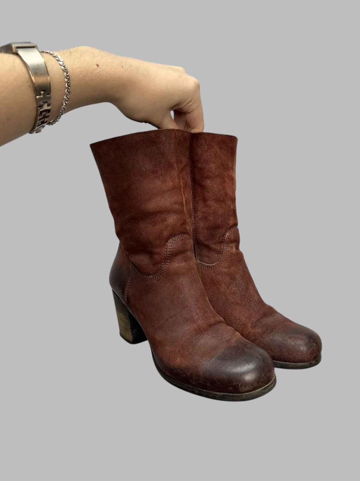 Women’s 37 Lavorazione Artigiana Red Suede Leather Boots
