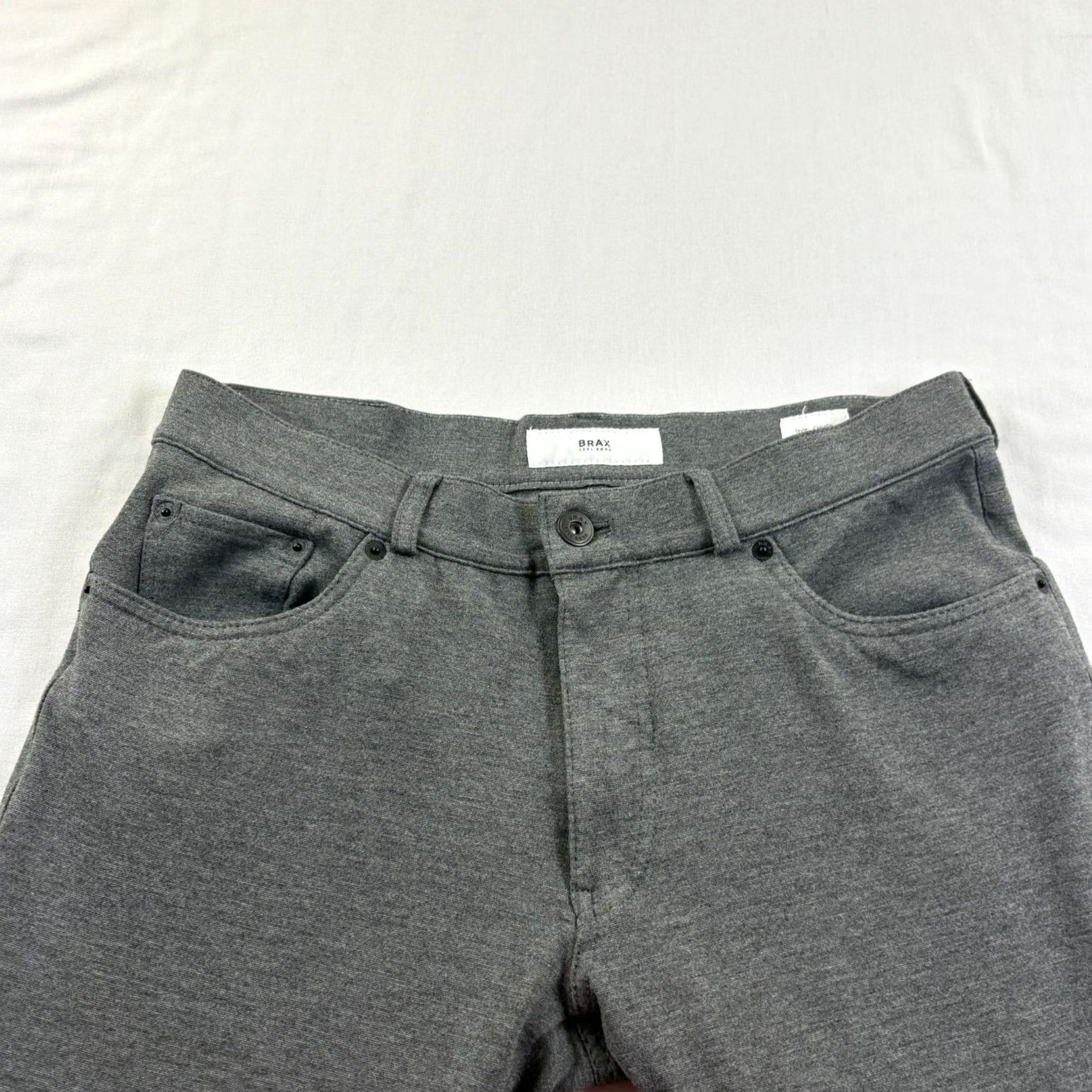 BRAX Brax Pants Mens 33x26 Gray Chuck Chino Stretch Viscose Casual Preppy Regular Straight Front Flat Front Inseam 26in Mens Size US 33 - 2 Thumbnail