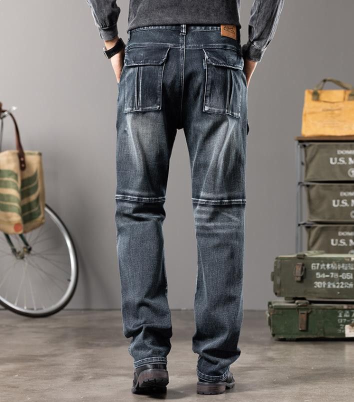 Jean Men's Cargo Jeans Elasticity Workwear Size US 30 / EU 46 - 2 Thumbnail