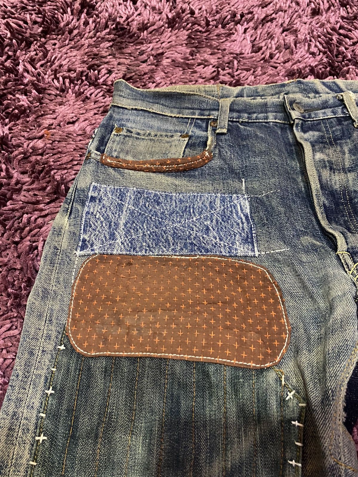 Vintage VTG Kapital Inspired Sashiko Boro Patchwork Jeans Selvedge Size US 33 - 7 Thumbnail
