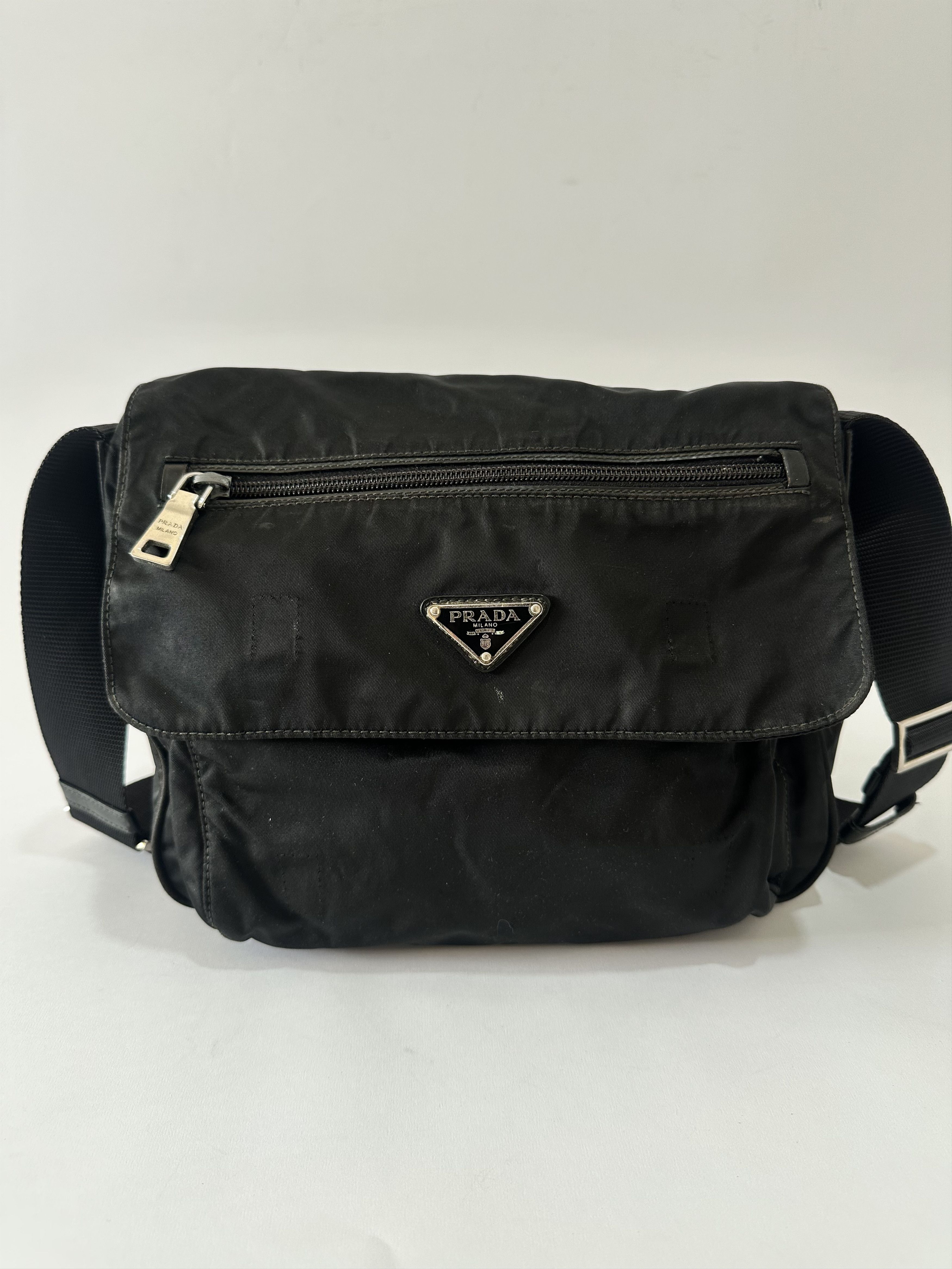 Prada PRADA Unisex Tessuto Nylon Messenger Bag Black Size ONE SIZE - 3 Thumbnail