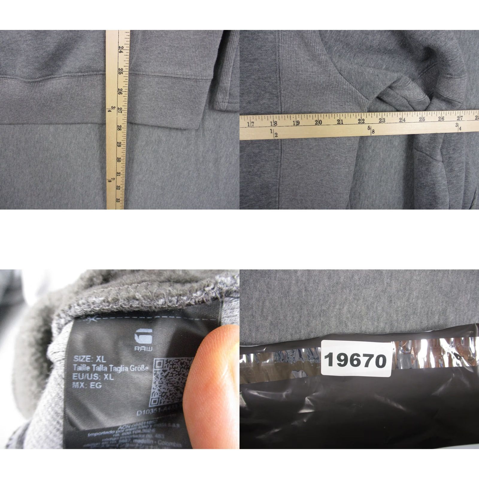 Vintage G-Star RAW Hoodie Mens XL Gray Fleece Kangaroo Pocket Logo Pullover Sweatshirt Size US XL / EU 56 / 4 - 8 Thumbnail