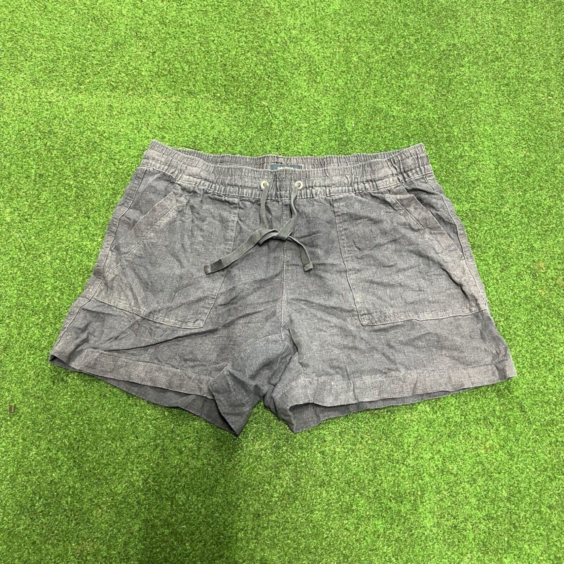 Nautica Nautica Shorts Womens Size M Navy Linen Blend Pull on Drawtring Pockets Casual Size 32" / US 10 / IT 46 - 1 Thumbnail