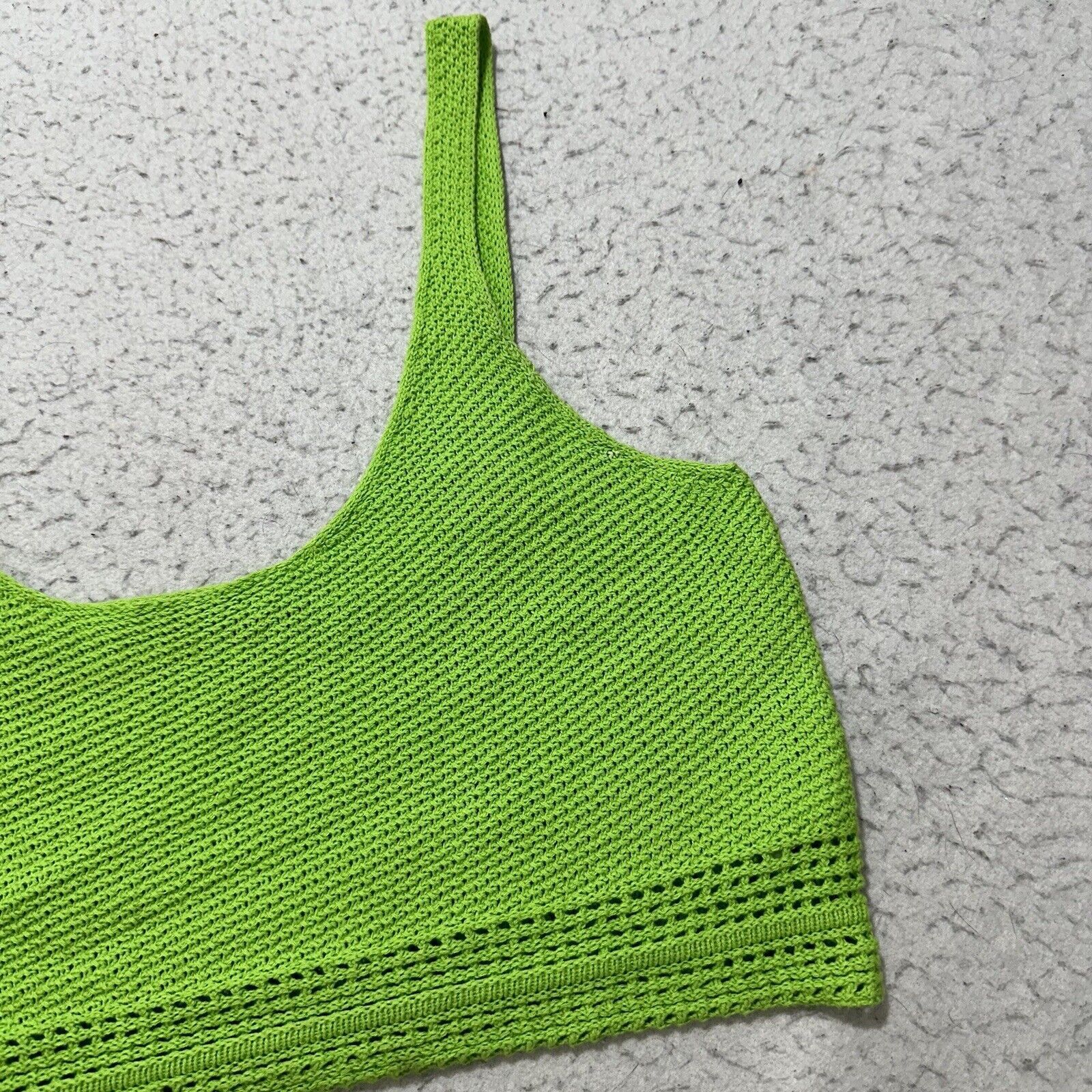 Forever 21 Forever 21 Medium Cropped Tank Top Knit Lime Green Cotton Size M / US 6-8 / IT 42-44 - 3 Thumbnail