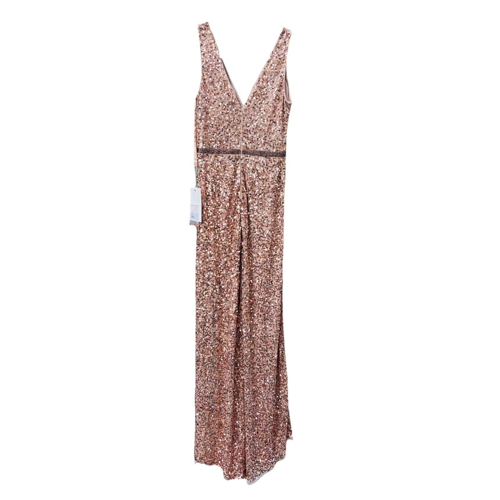 Other Mac Duggal V-Neck Slit Sequined Wrap Gown Size 4 Rose Copper Size S / US 4 / IT 40 - 4 Thumbnail