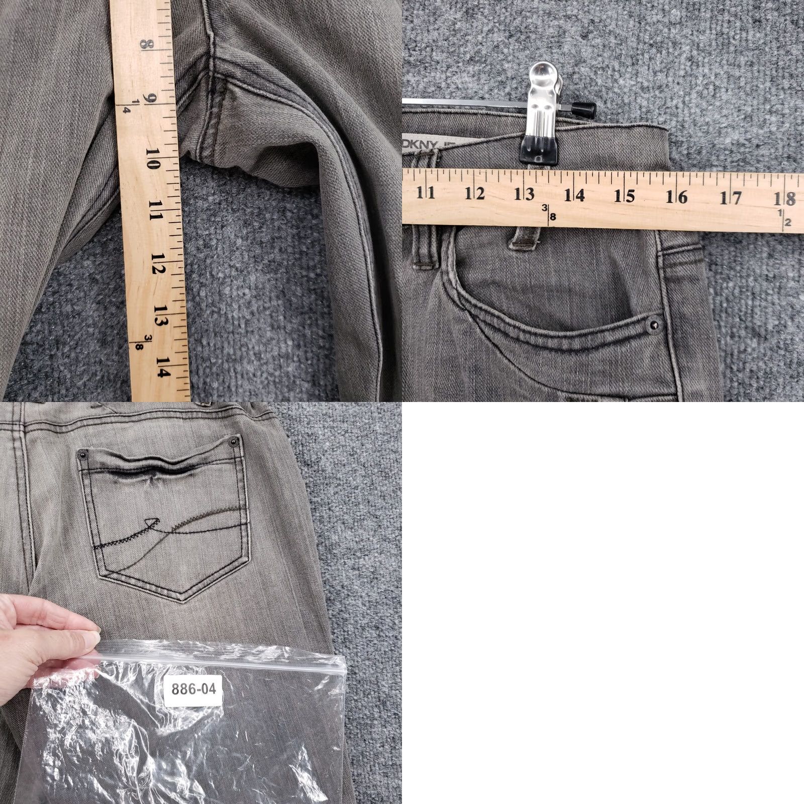 DKNY DKNY Jeans Womens Jeans Mid-Rise Bootcut Gray Stone Wash Denim Size 8 5-Pocket Zip Closure Size 30" / US 8 / IT 44 - 9 Thumbnail