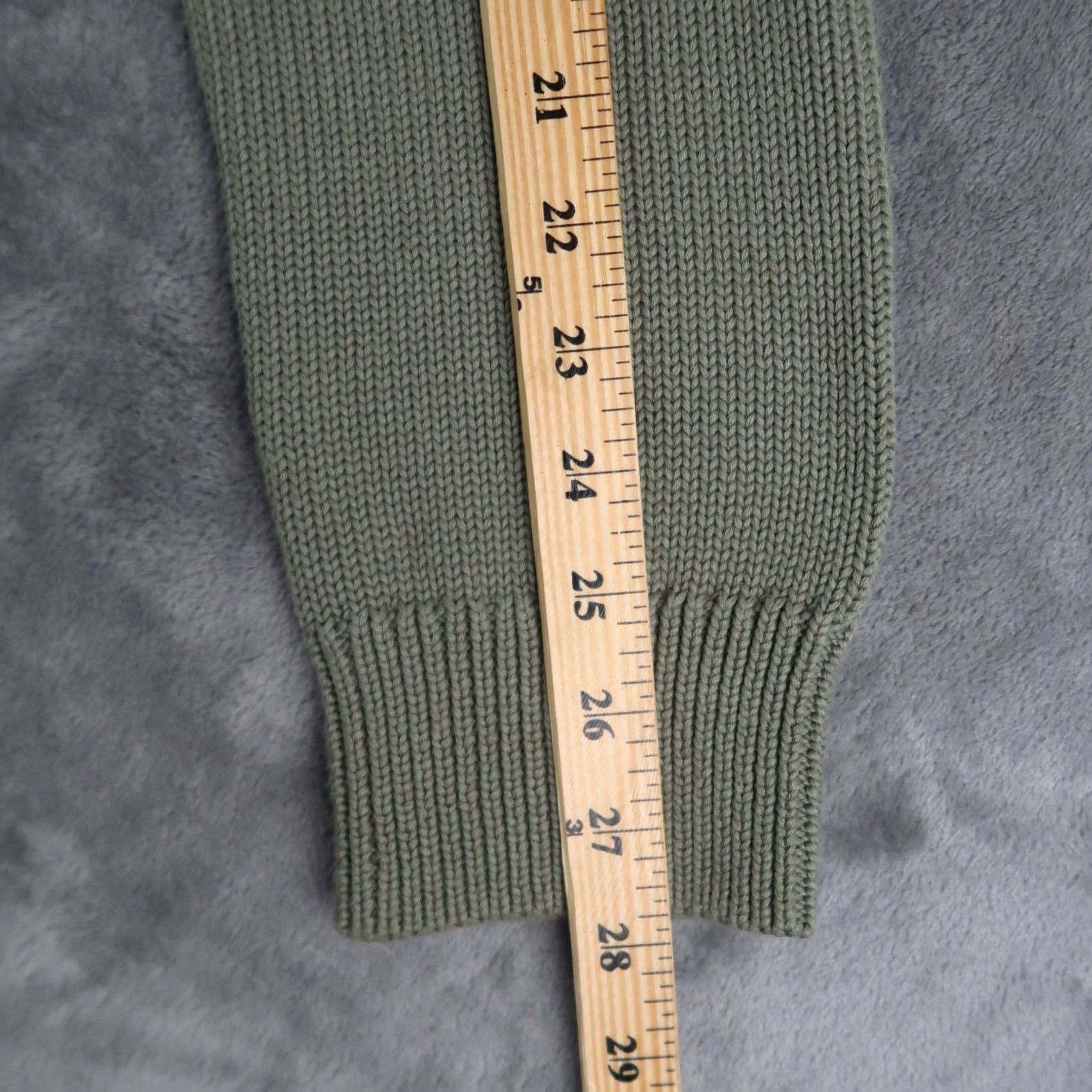 Olive AETHER Cardigan Sweater Shirt Mens L Olive Green Cotton Button Mock Neck Knit Size US L / EU 52-54 / 3 - 7 Thumbnail