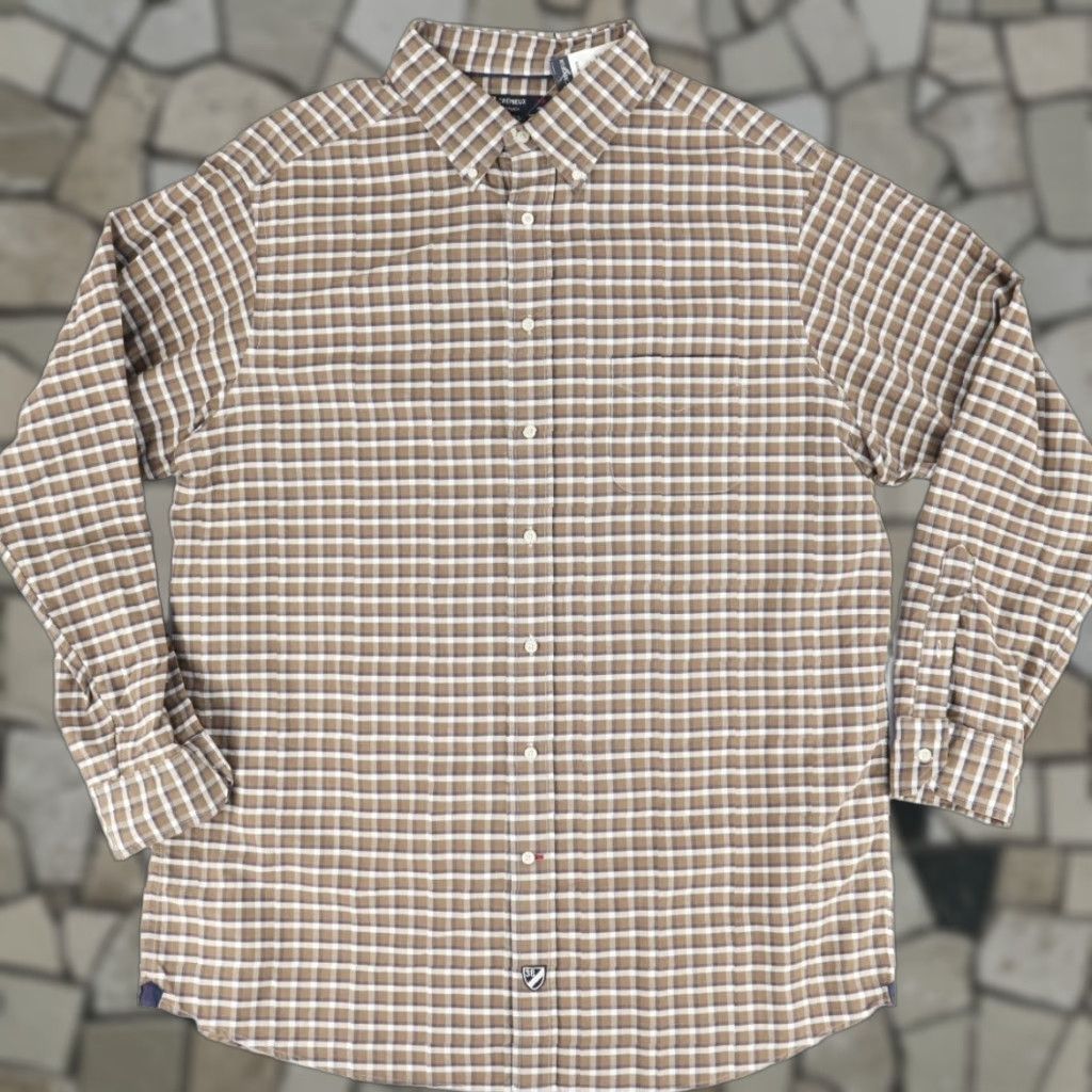 Cremieux Daniel Cremieux Shirt Tall Man Oxford Button Down Cotton Gingham Brown 2XT Mens Size US XXL / EU 58 / 5 - 1 Thumbnail