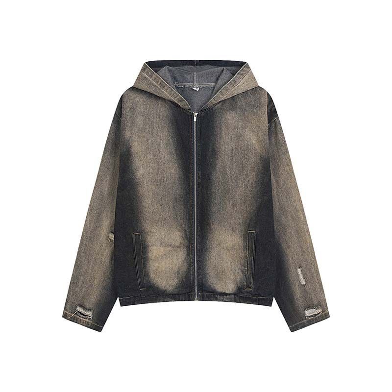 Other Retro Y2k Washed Distressed Hip Hop Hooded Denim Jacket Size US XL / EU 56 / 4 - 1 Thumbnail