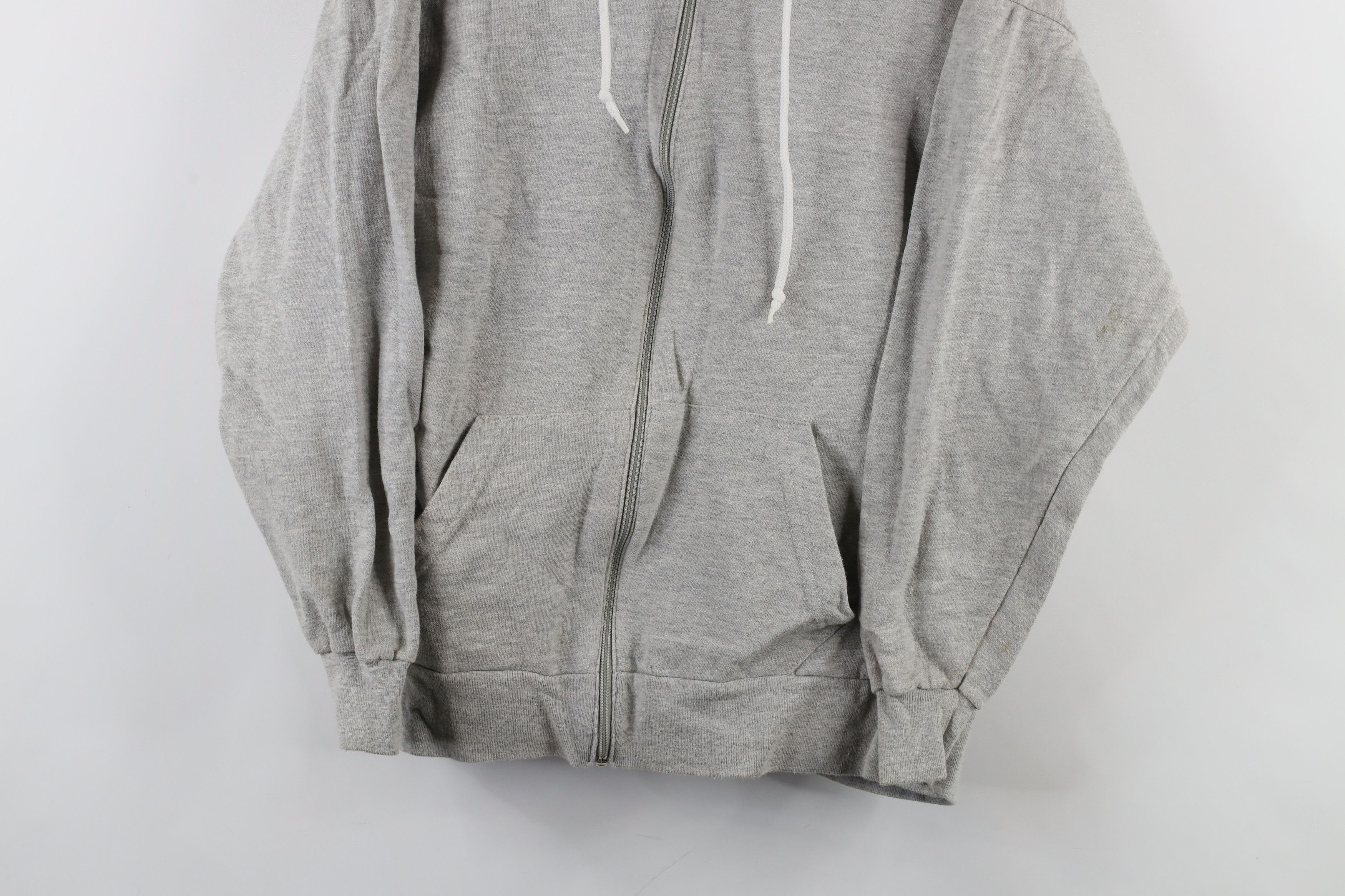 Vintage Vintage 90s Streetwear Blank Full Zip Hoodie Heather Gray Size L / US 10 / IT 46 - 3 Thumbnail
