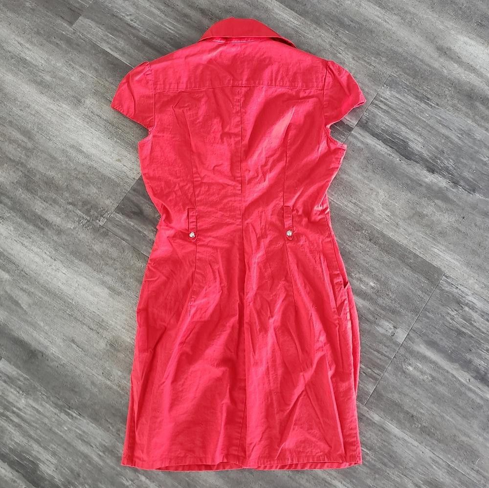 Designer Red Rose Detailed Bebe Button Down Mini Size S / US 4 / IT 40 - 3 Thumbnail