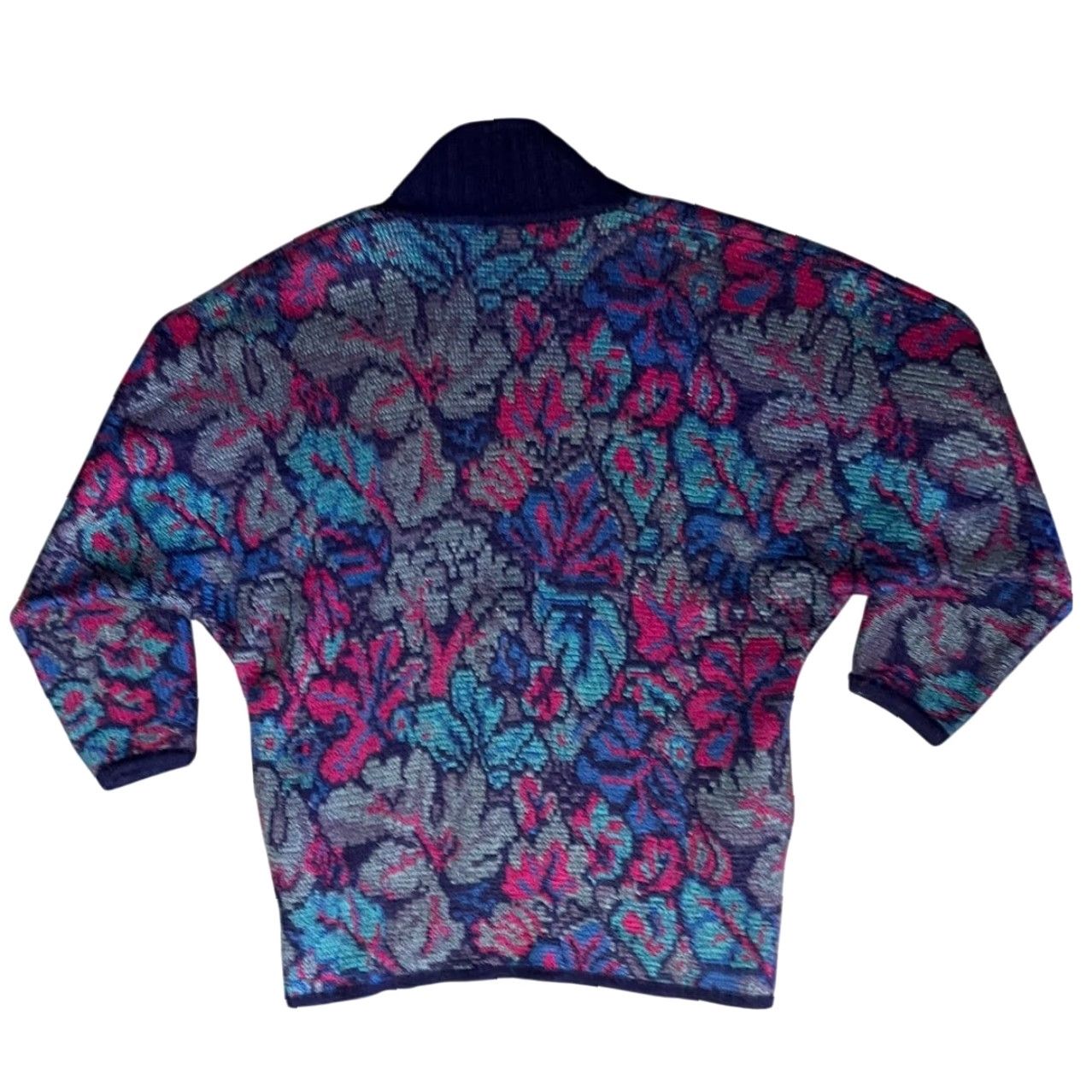 Vintage VINTAGE Cardigan Womens 1X Pink Purple Floral Jacquard Knit Sweater Tapestry 90s Size XL / US 12-14 / IT 48-50 - 2 Thumbnail