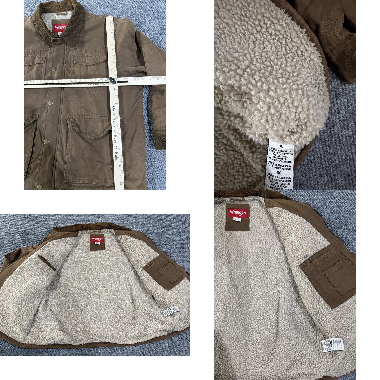 Wrangler VINTAGE Wrangler Jacket Mens XL Brown Canvas Sherpa Lined Snap Front Workwear Barn Size US XL / EU 56 / 4 - 8 Thumbnail