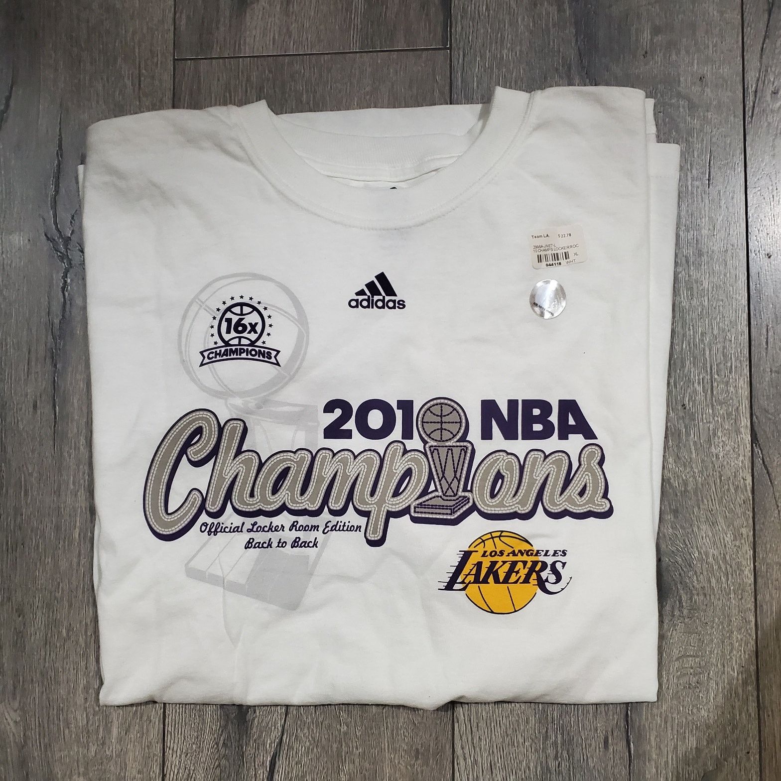 Adidas NEW 2010 Adidas LA Lakers Locker Room Championship Shirt XL Size US XL / EU 56 / 4 - 1 Thumbnail