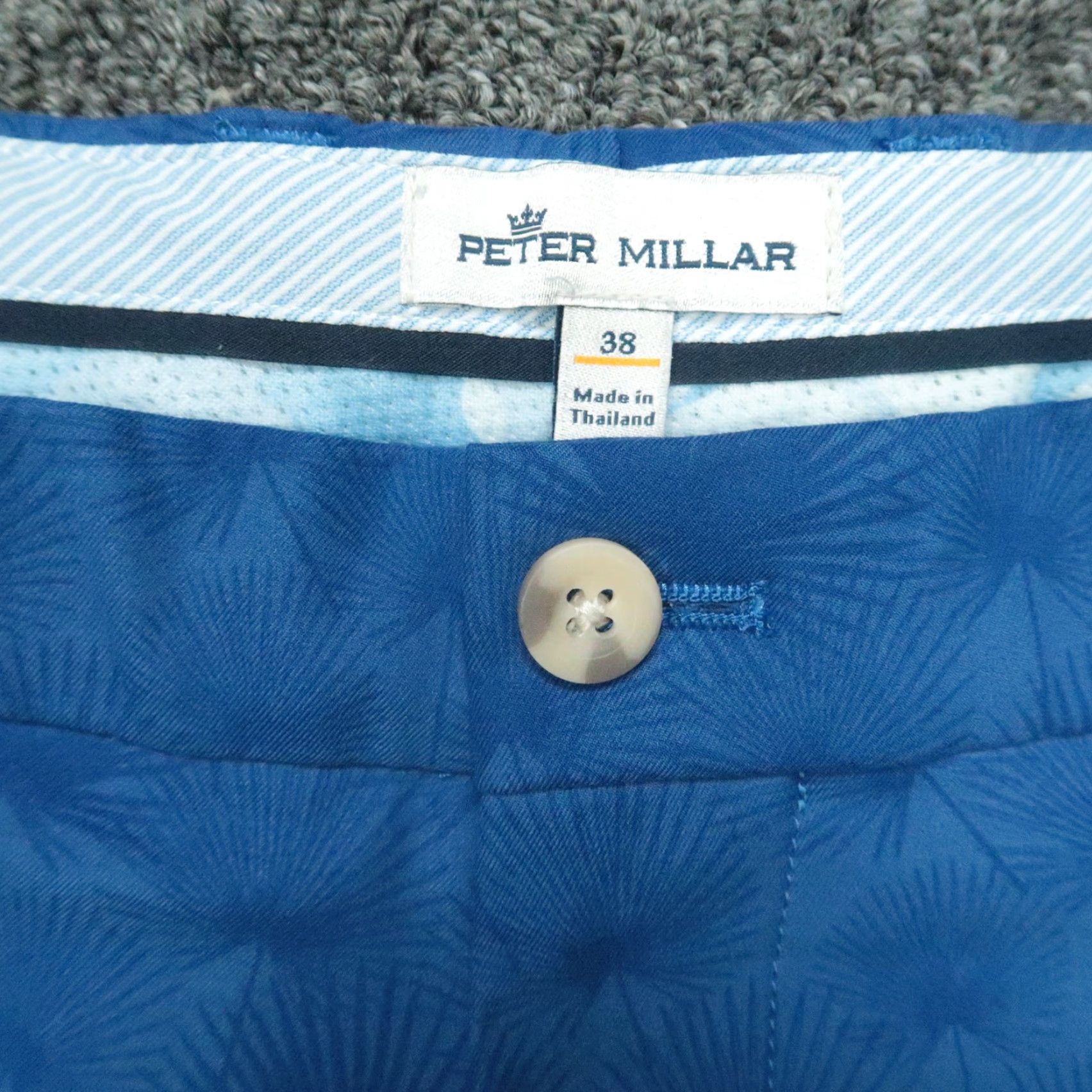 Peter Millar Peter Millar Shorts Mens 38 Blue Carbarro Fan Palm Twill Performance Chino Shirt? Size US 38 / EU 54 - 3 Thumbnail