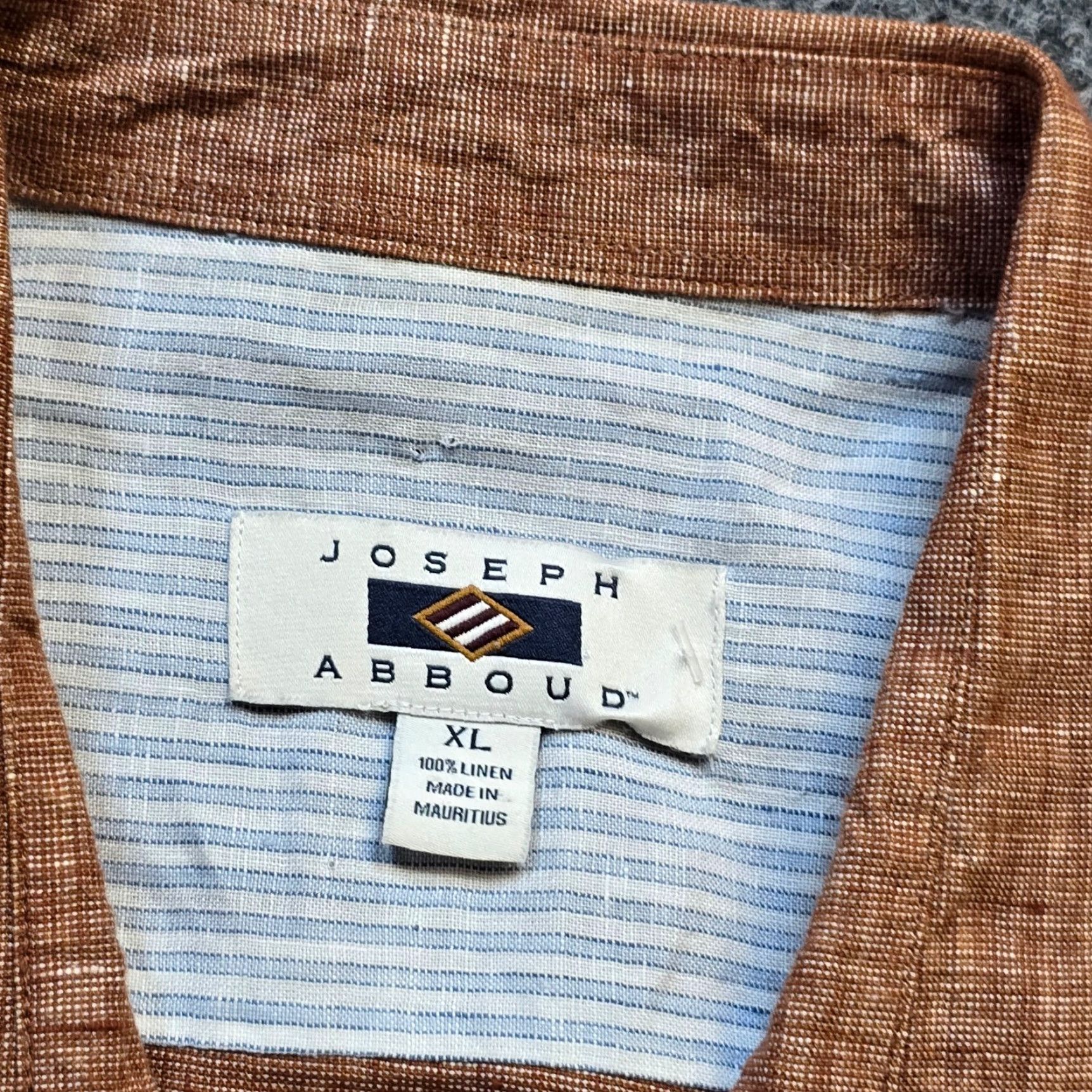 Joseph Abboud Joseph Abboud Shirt Mens XL Orange Linen Striped Button Long Sleeve Career Size US XL / EU 56 / 4 - 3 Thumbnail