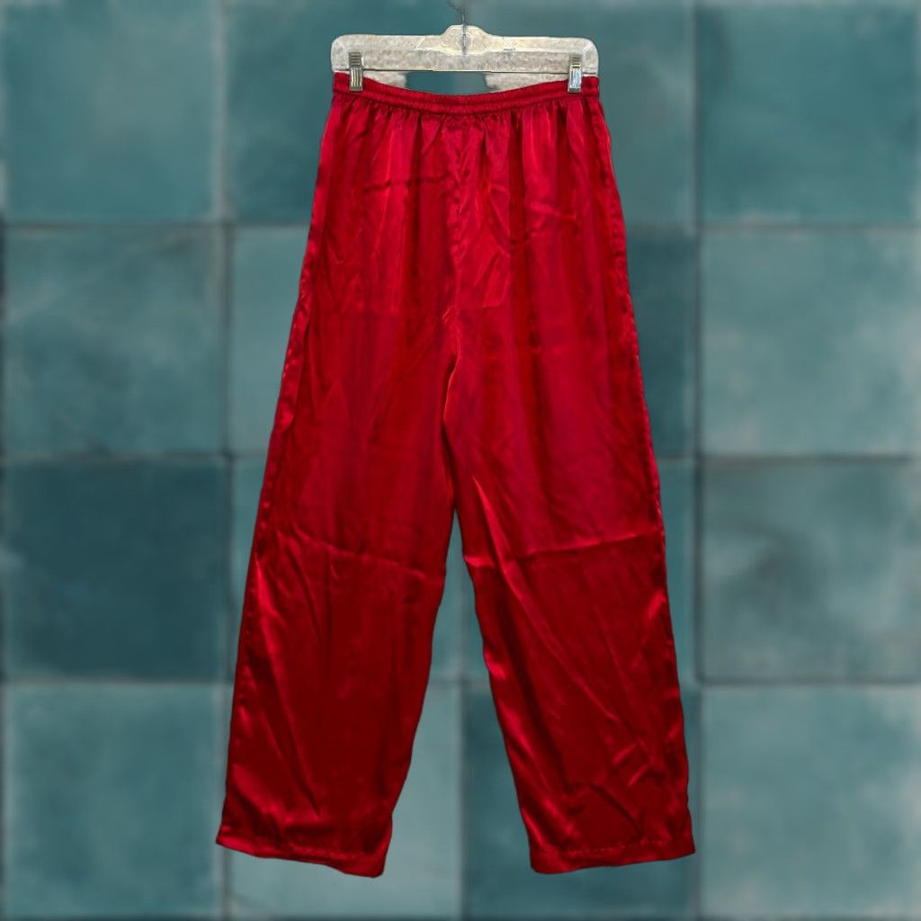 Victoria's Secret VINTAGE Victoria's Secret Pajama Pants M Red Satin Gold Label Sleep Lounge Womens Size 32" / US 10 / IT 46 - 1 Thumbnail