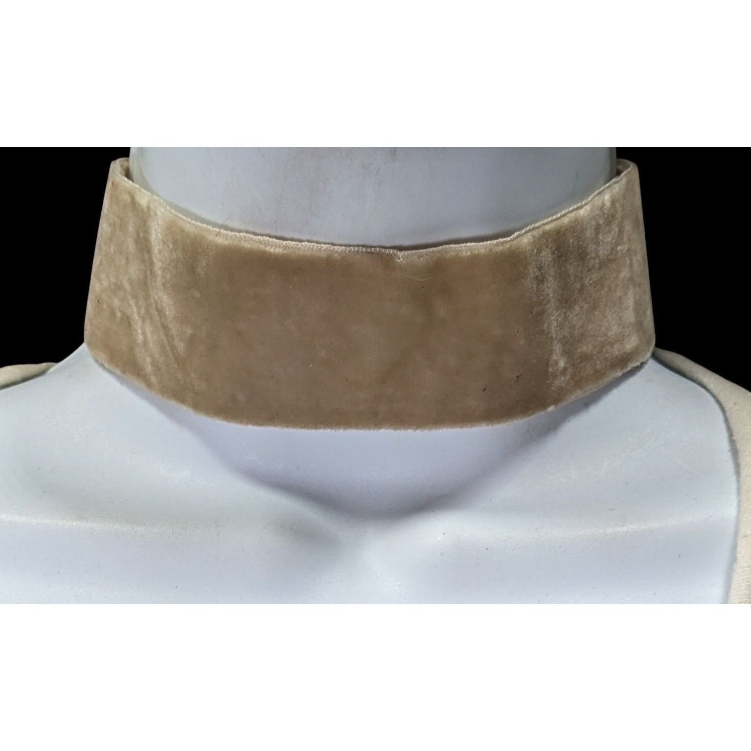 Express Express Y2K Velvet Beige Choker Necklace With Gold Clasp Det Size ONE SIZE - 1 Thumbnail