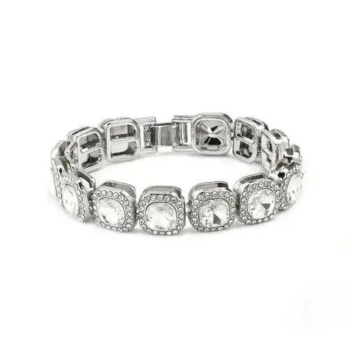Jewelry Silver Color Rhinestone Chain Bracelet Size ONE SIZE - 3 Thumbnail