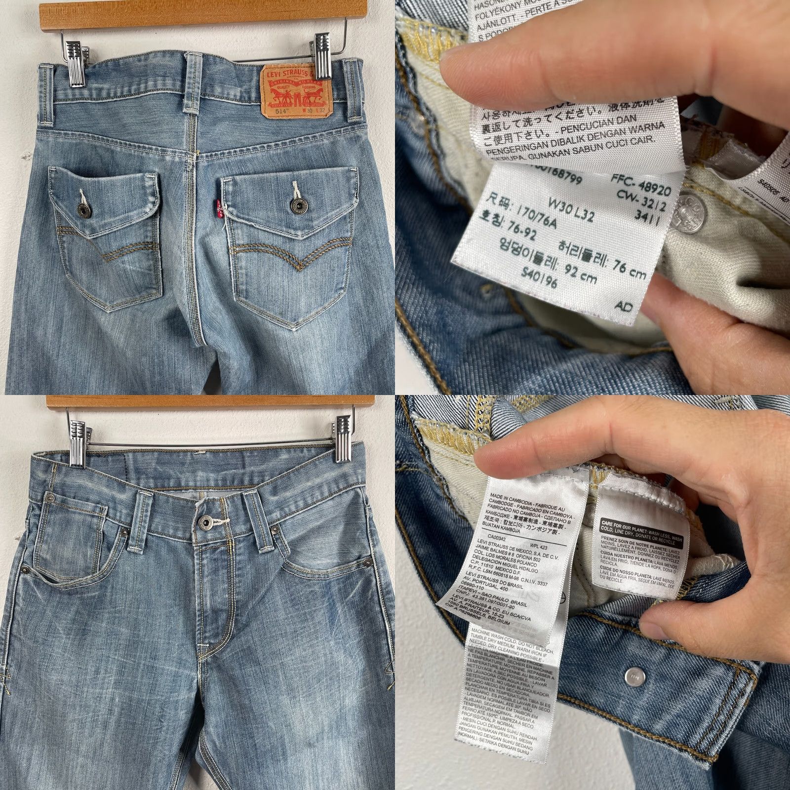 Levi's Levi's 514 Jeans Men Slim Straight Medium Blue Denim 29x31 Regular 29" Inseam 31" Blue Logo Stretch 514 Model Jeans Mens Regular Fit Size US 29 - 8 Thumbnail