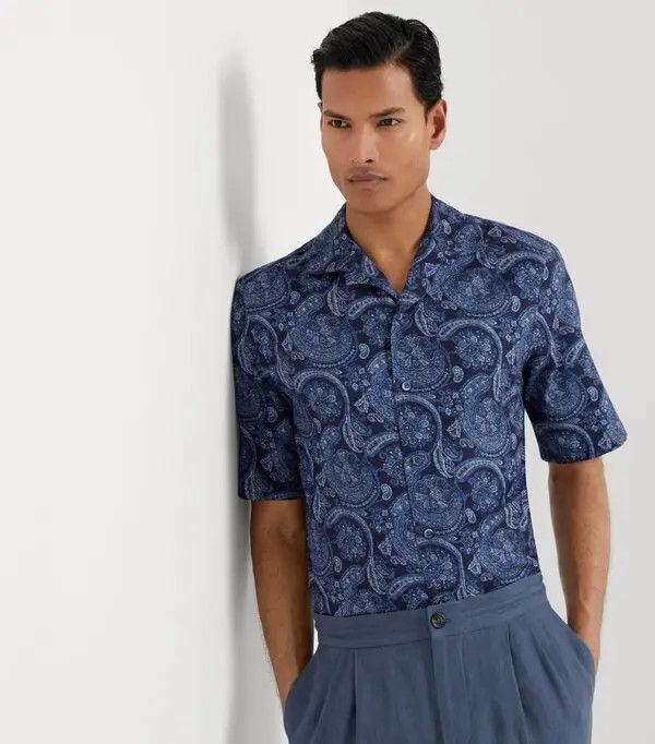 Brunello Cucinelli o1w1db10925 Short Sleeve Shirt in Navy Size US XXL / EU 58 / 5 - 3 Thumbnail