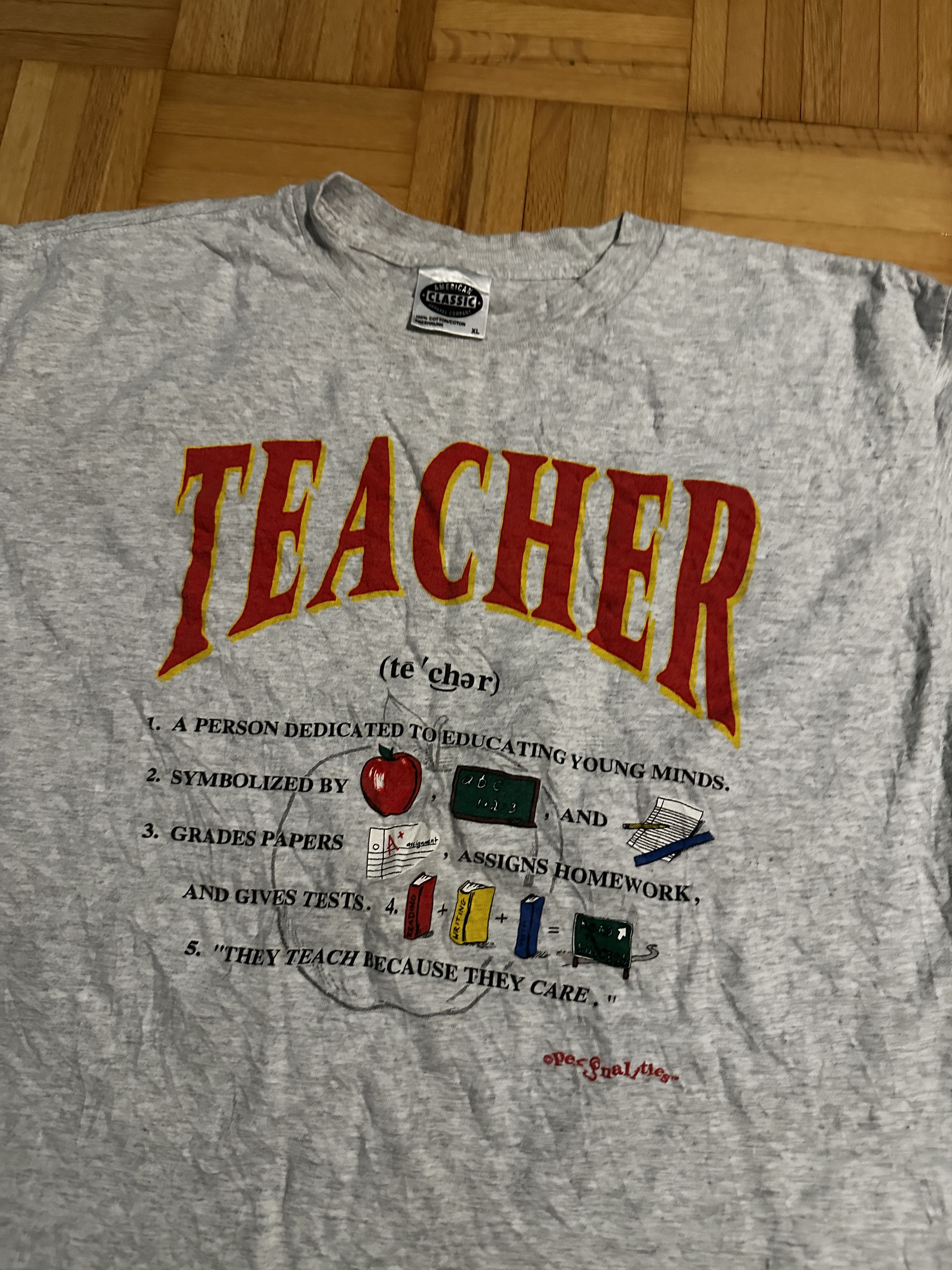 Vintage Vintage Teacher Definition Graphic Tee Grey XL Size US XL / EU 56 / 4 - 1 Thumbnail