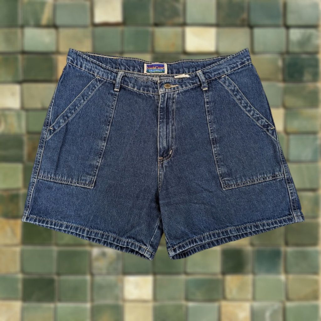 Vintage VINTAGE 90s/00s Y2K Mom Shorts Size 14 34x4 Utility S2W Blue Denim Cotton Women 34 in Inseam 4 in Size 24" / US 00 / IT 34 - 1 Thumbnail