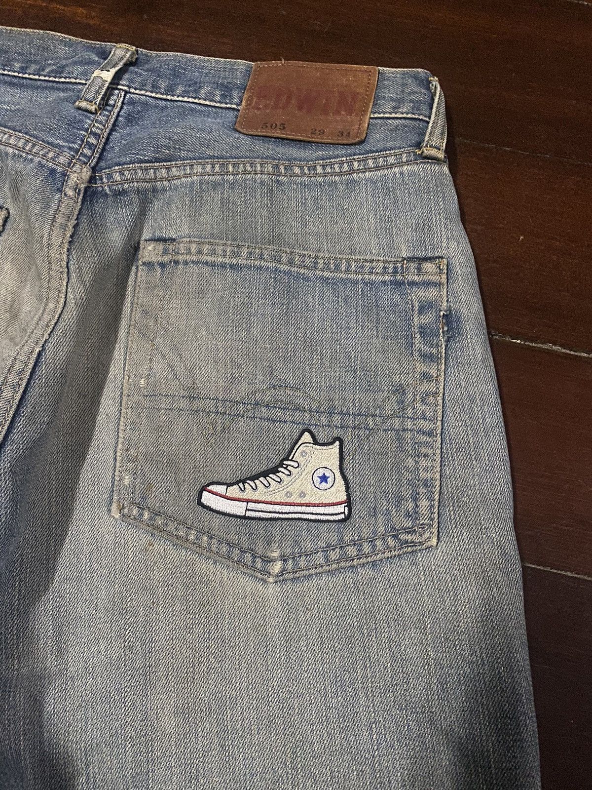 Edwin Vintage 90s Edwin 505 Selvedge Distressed Denim Jeans BAGGY Size US 32 / EU 48 - 16 Thumbnail