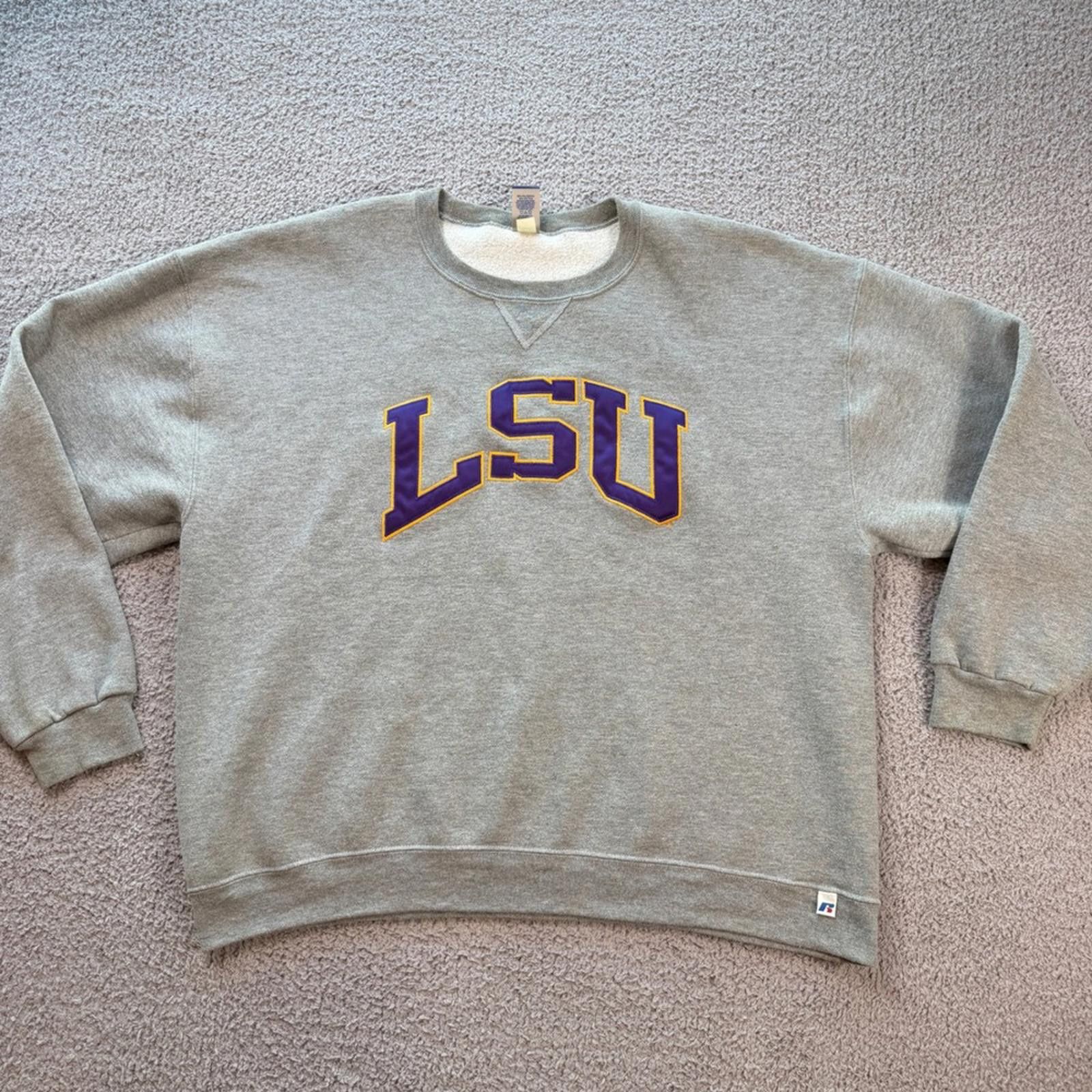 Russell Athletic LSU Tigers Crewneck Sweatshirt Mens XL Gray Dri-Power Fleece Size US XL / EU 56 / 4 - 1 Thumbnail