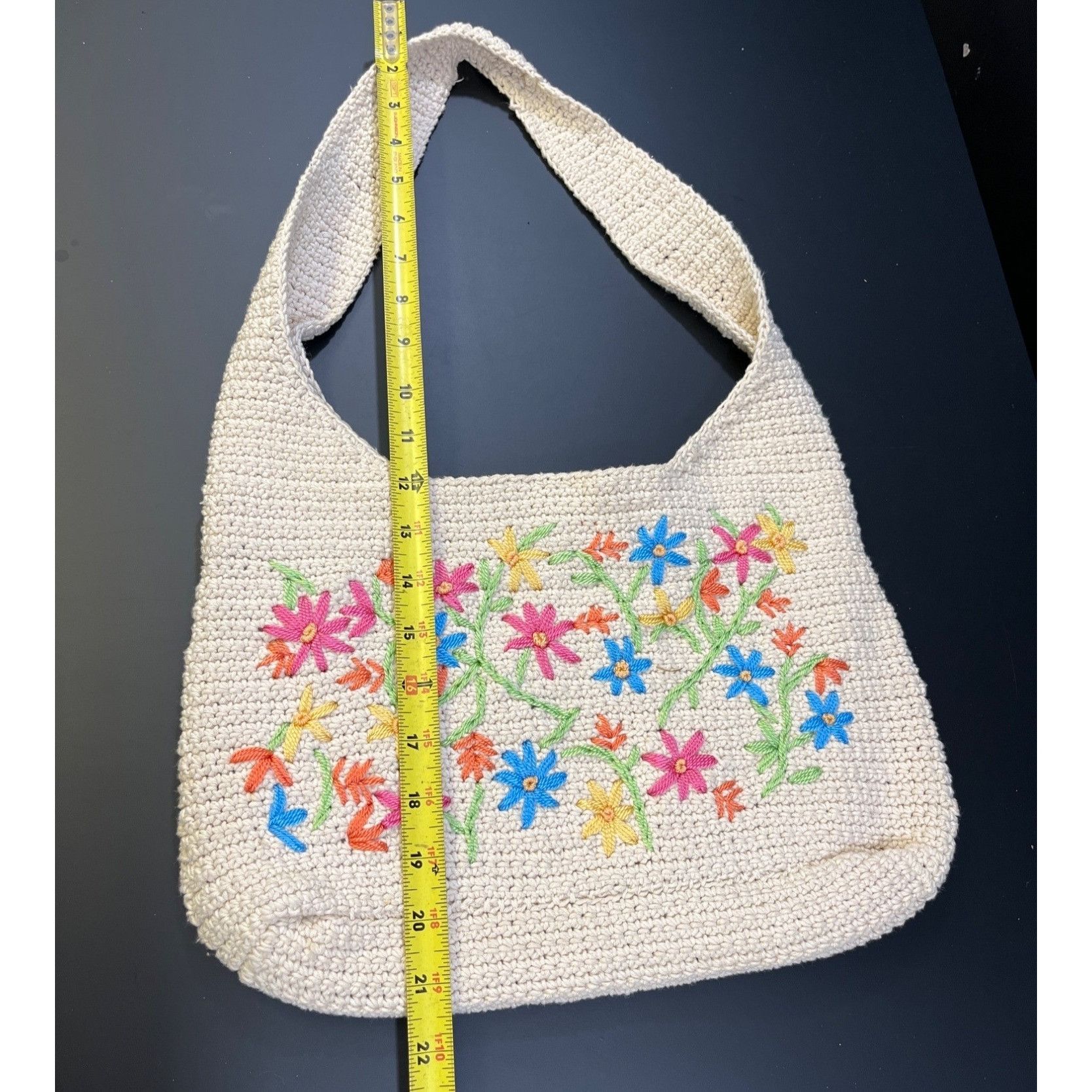 Other Vintage Women's Beige Floral Crochet Shoulder/Tote Bag SKU 5 Size ONE SIZE - 5 Thumbnail