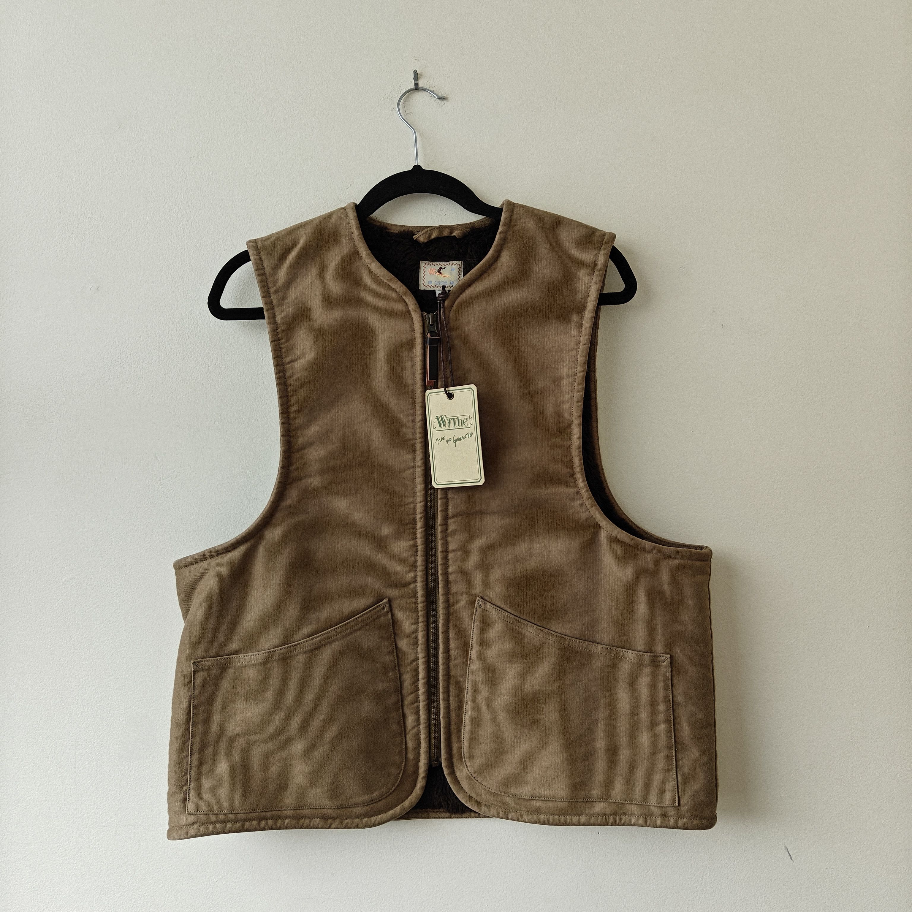 NWT Deck Vest, faded olive/tan $368 retail