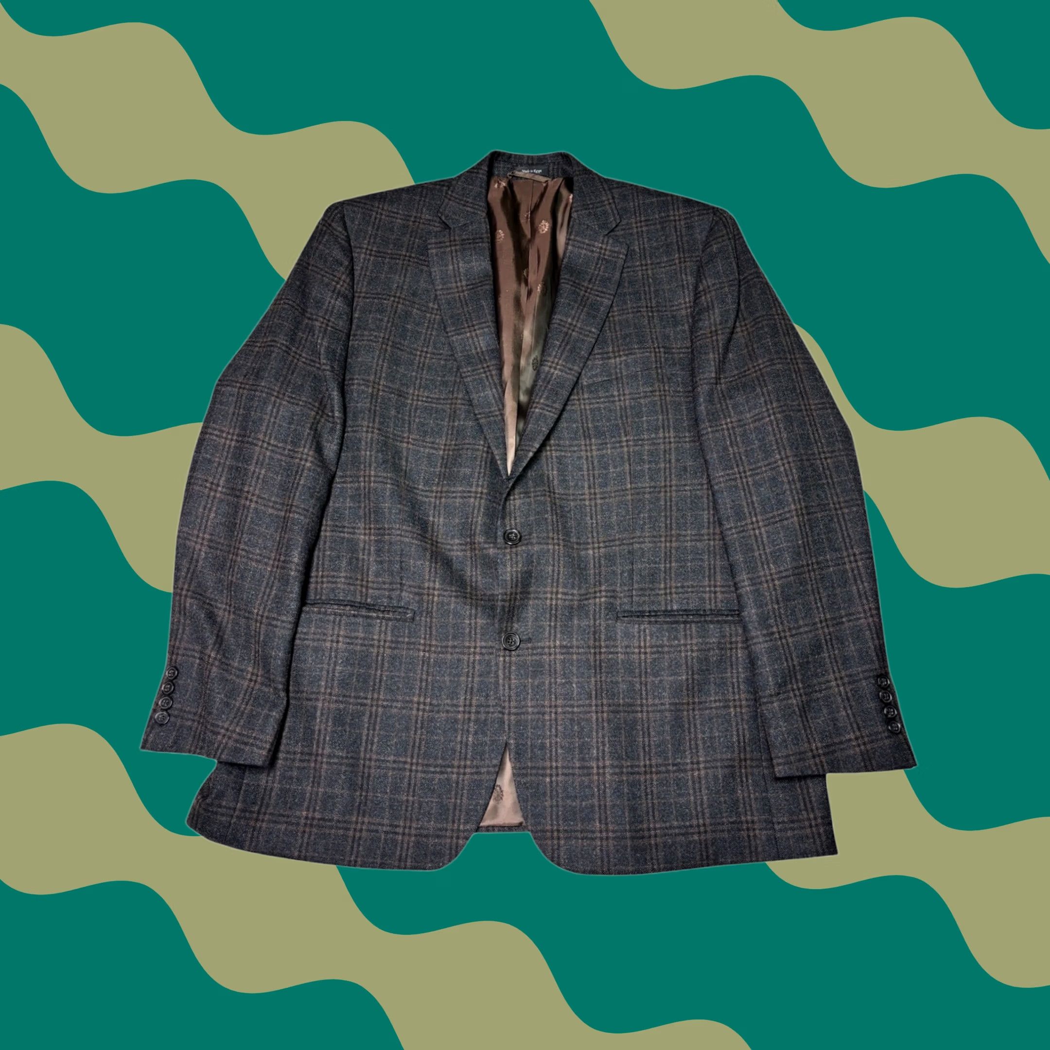 Ralph Lauren Lauren Ralph Coat Mens 46L Gray Men Plaid Wool Blend Blazer Sport Size 46R - 1 Thumbnail