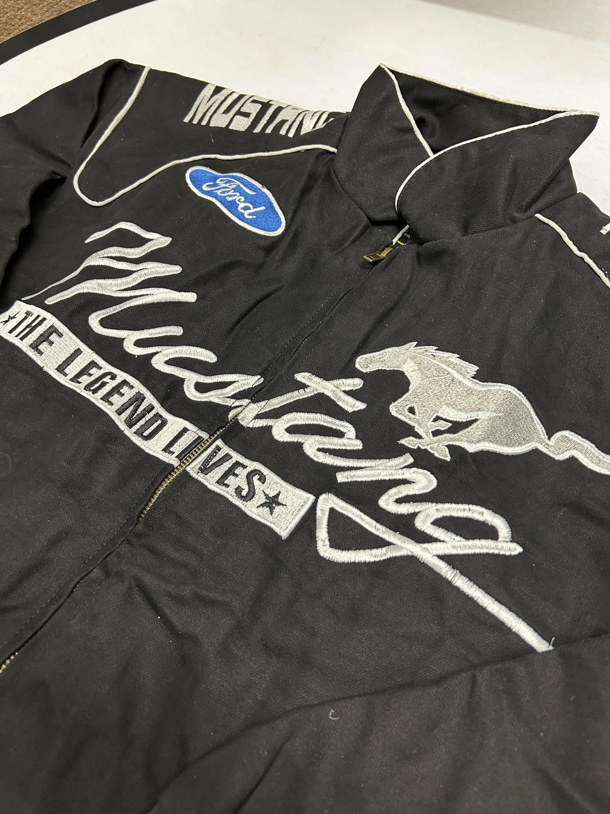NASCAR Ford Mustang Black Racing Jacket with Embroidered Logos Size US L / EU 52-54 / 3 - 3 Thumbnail