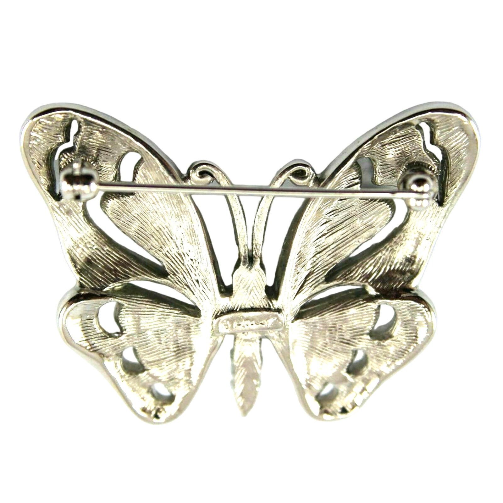 Monet Monet Rhinestone Faux Pearl Silvertone Butterfly Brooch Pin Size ONE SIZE - 2 Thumbnail