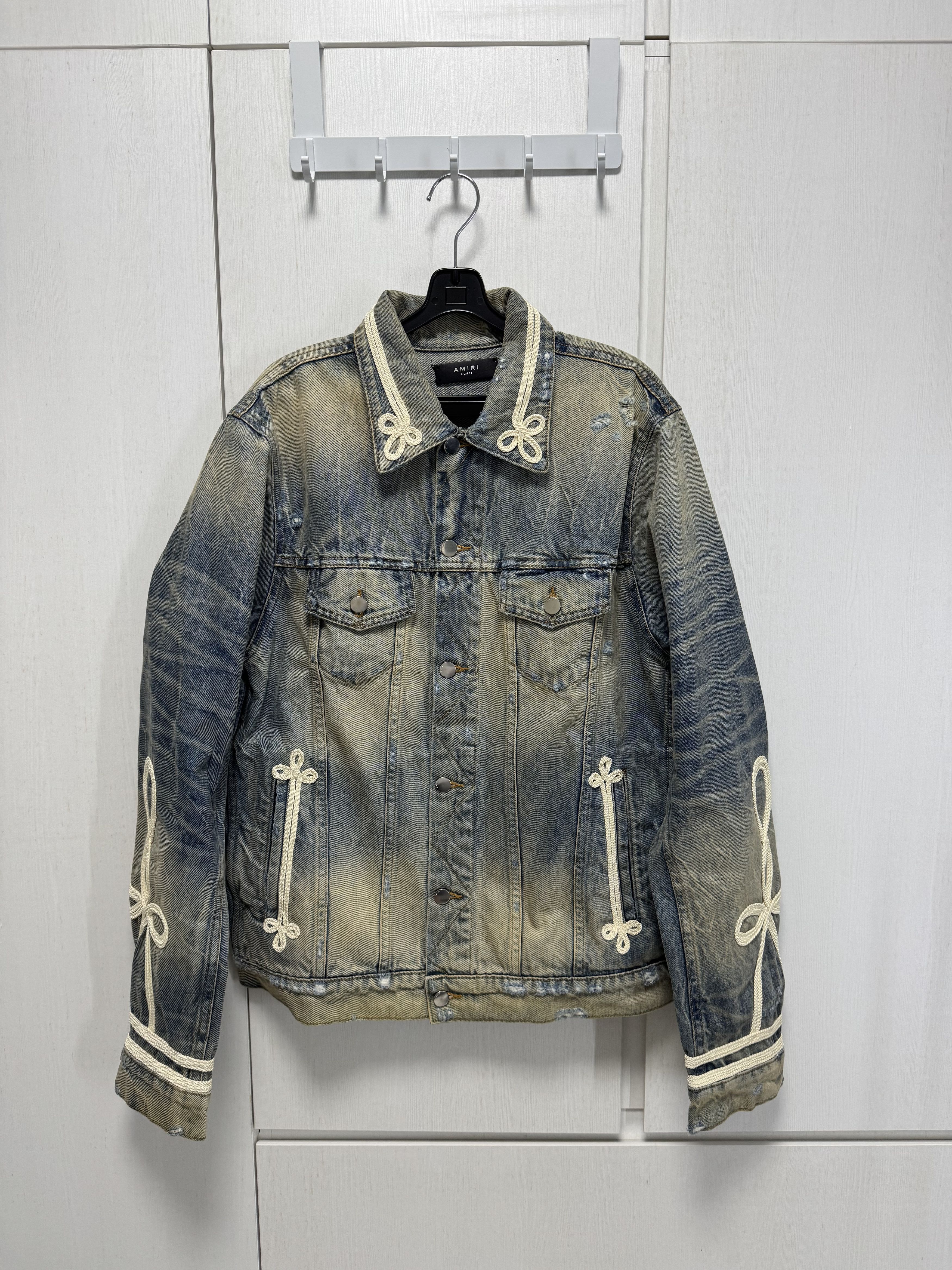 Amiri Blue Vintage Denim Roping Slim-Fit Trucker Jacket Size XL Size US XL / EU 56 / 4 - 1 Thumbnail
