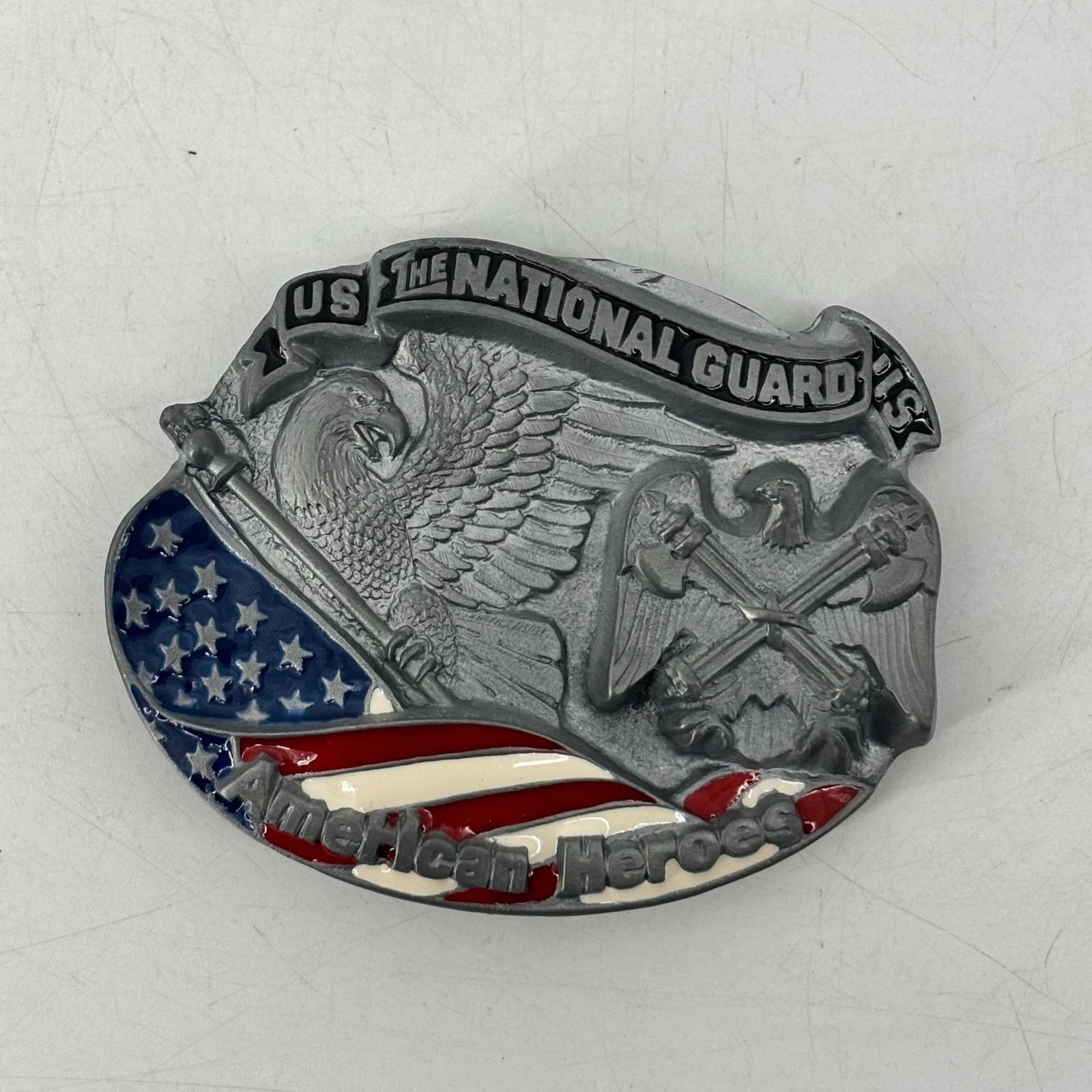Vintage US National Guard Belt Buckle Great American Hero USA Pewter Size ONE SIZE - 14 Thumbnail