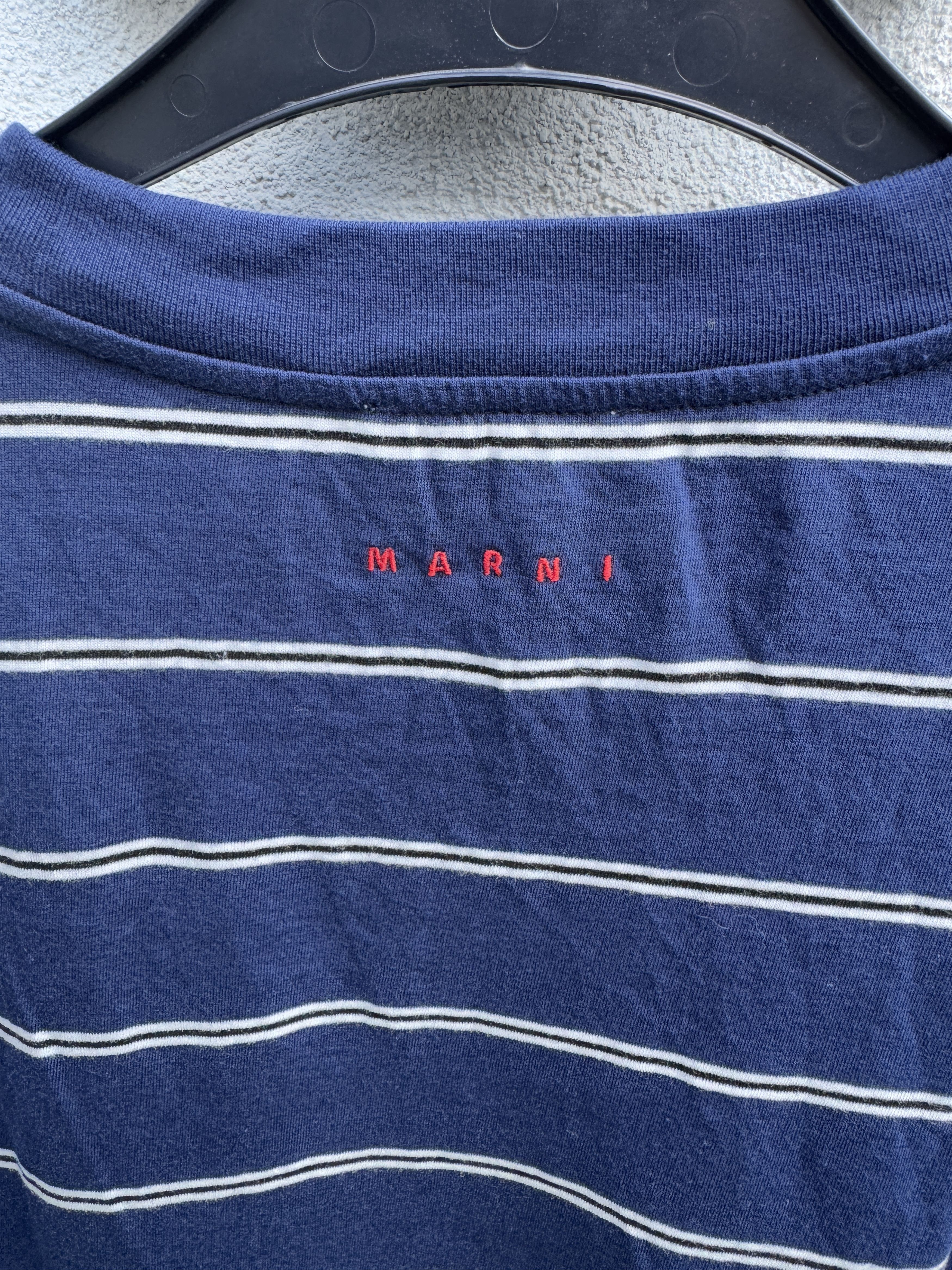 Marni MARNI Striped Cotton Jersey Blue Beige Ecru T-shirt IT 48 M Size US M / EU 48-50 / 2 - 5 Thumbnail