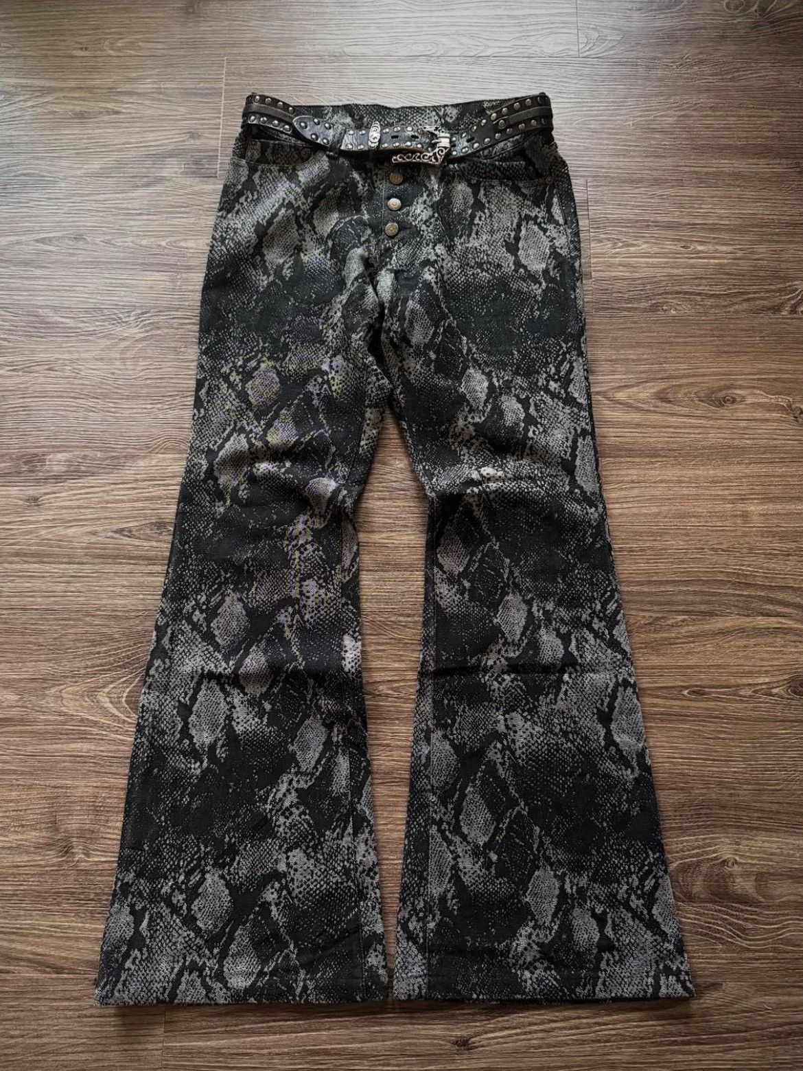 Tornado Mart python flare pants bolan 黒蛇 Tornado Mart python