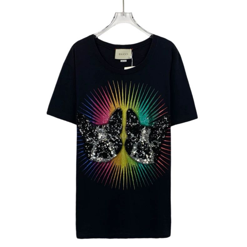 Gucci Gucci Black printed sequin decoration round-neck cotton sho Size US M / EU 48-50 / 2 - 1 Thumbnail