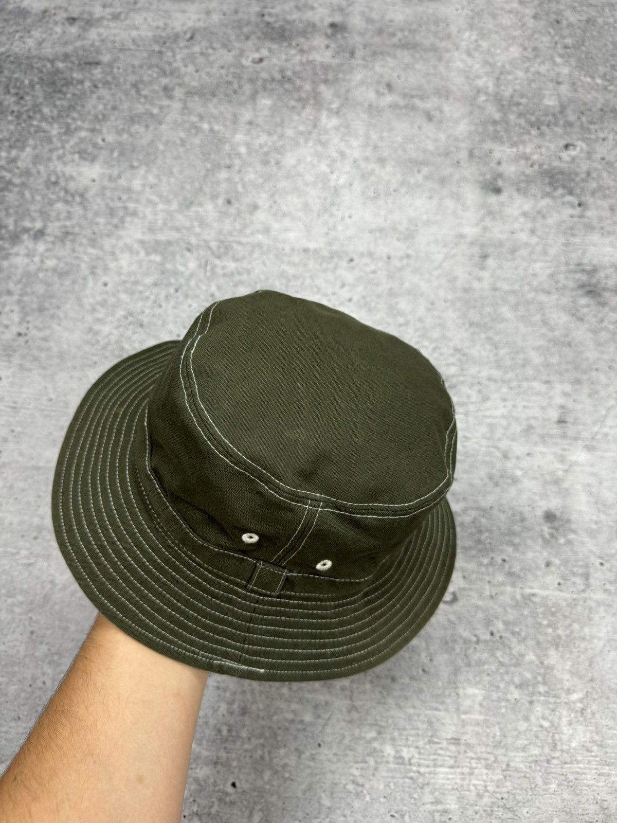 Kangol × Vintage Vintage 90’s Y2K Style Olive Logo Drill Warm Panama Hat S-M Size ONE SIZE - 8 Thumbnail