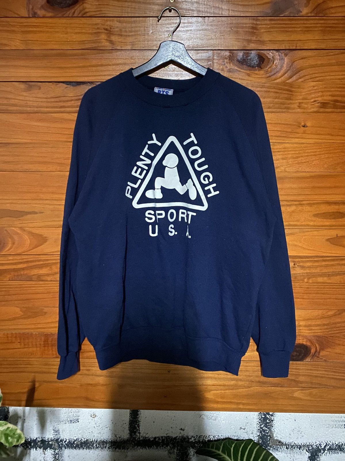 Vintage Vintage Plenty Tough PTS Sport Crewneck Sweatshirt Navy Blue Size US L / EU 52-54 / 3 - 3 Thumbnail