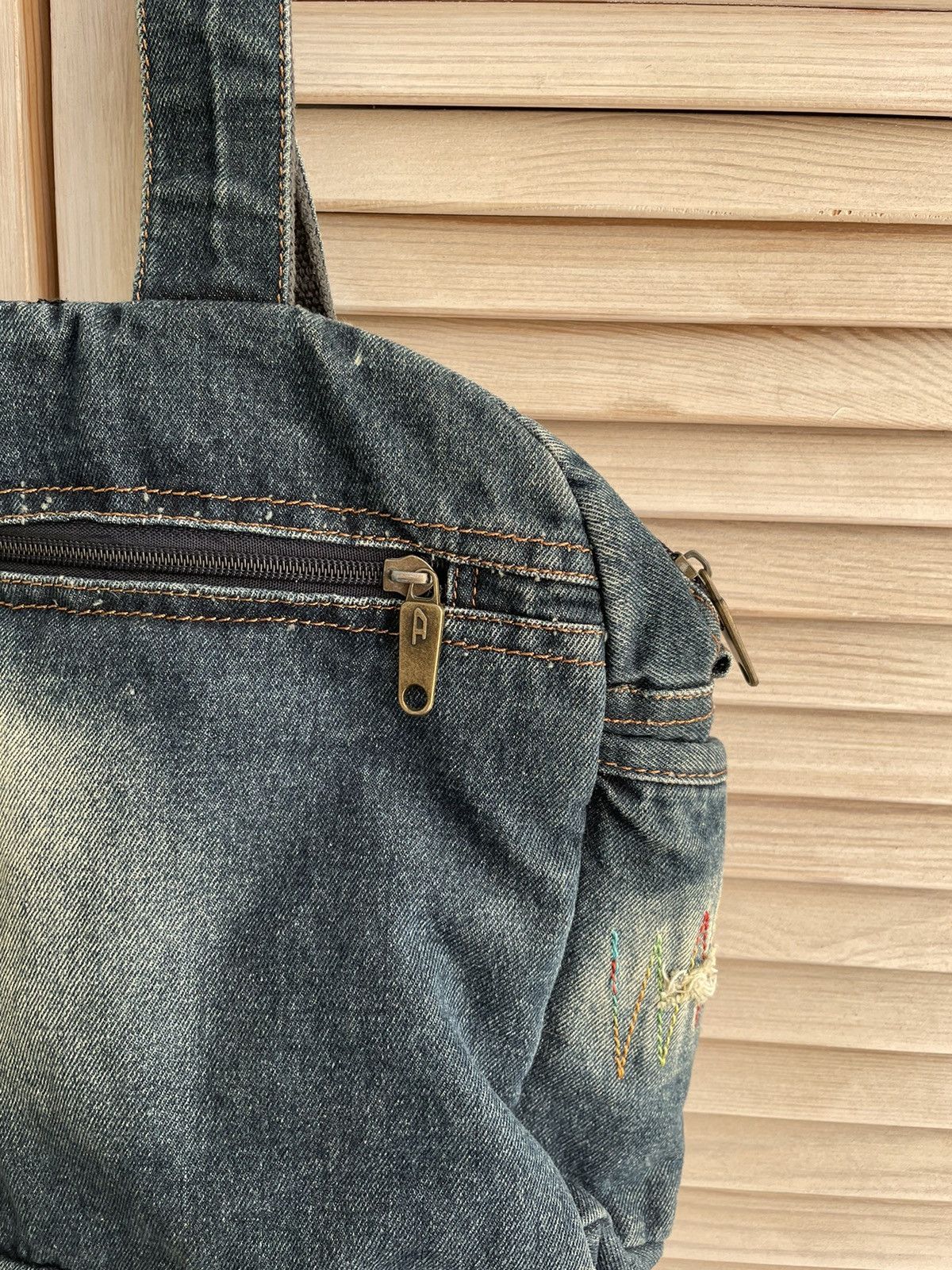 Diesel Vintage Diesel distressed denim embroidered sashiko tote bag Size ONE SIZE - 7 Thumbnail