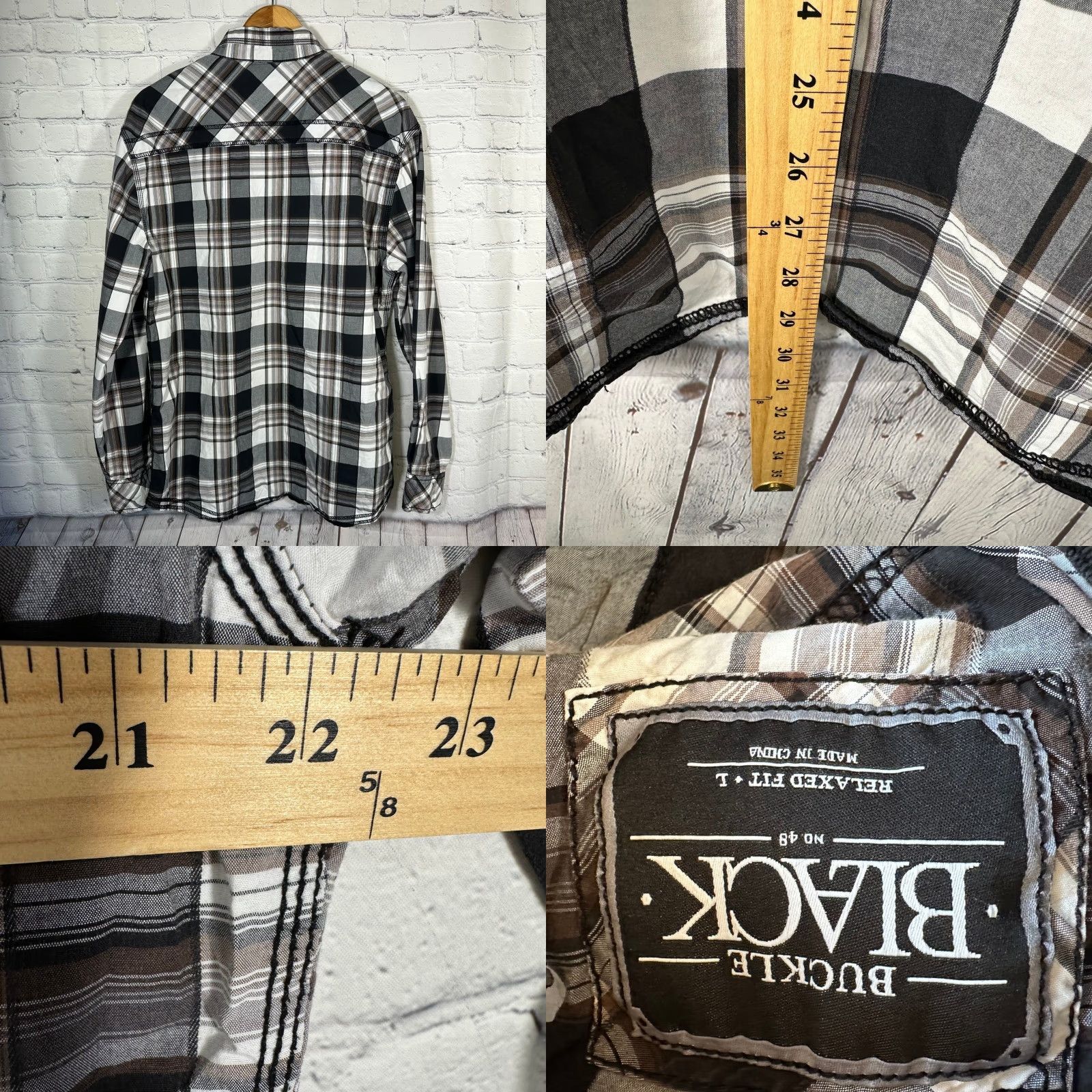 Buckle Black Buckle Black No 48 Mens Shirt Plaid Button Down Relaxed Fit L Multicolor Western Casual Workwear Long Sleeve Pocketed Size US L / EU 52-54 / 3 - 8 Thumbnail