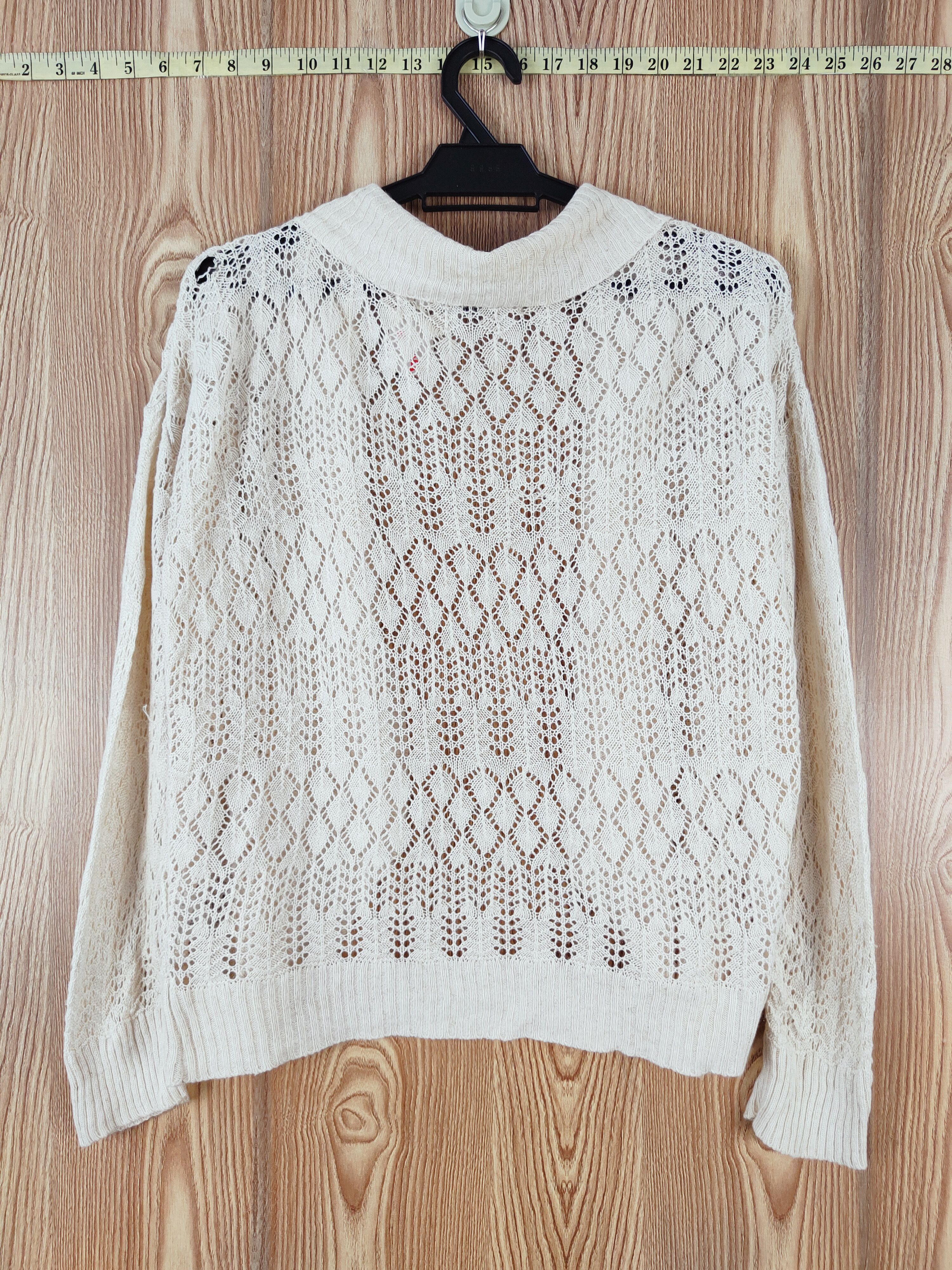 Aran Isles Knitwear × Japanese Brand Ann Ashlee Beige Mesh Net Knitwear Cardigan #W479 Size M / US 6-8 / IT 42-44 - 7 Thumbnail