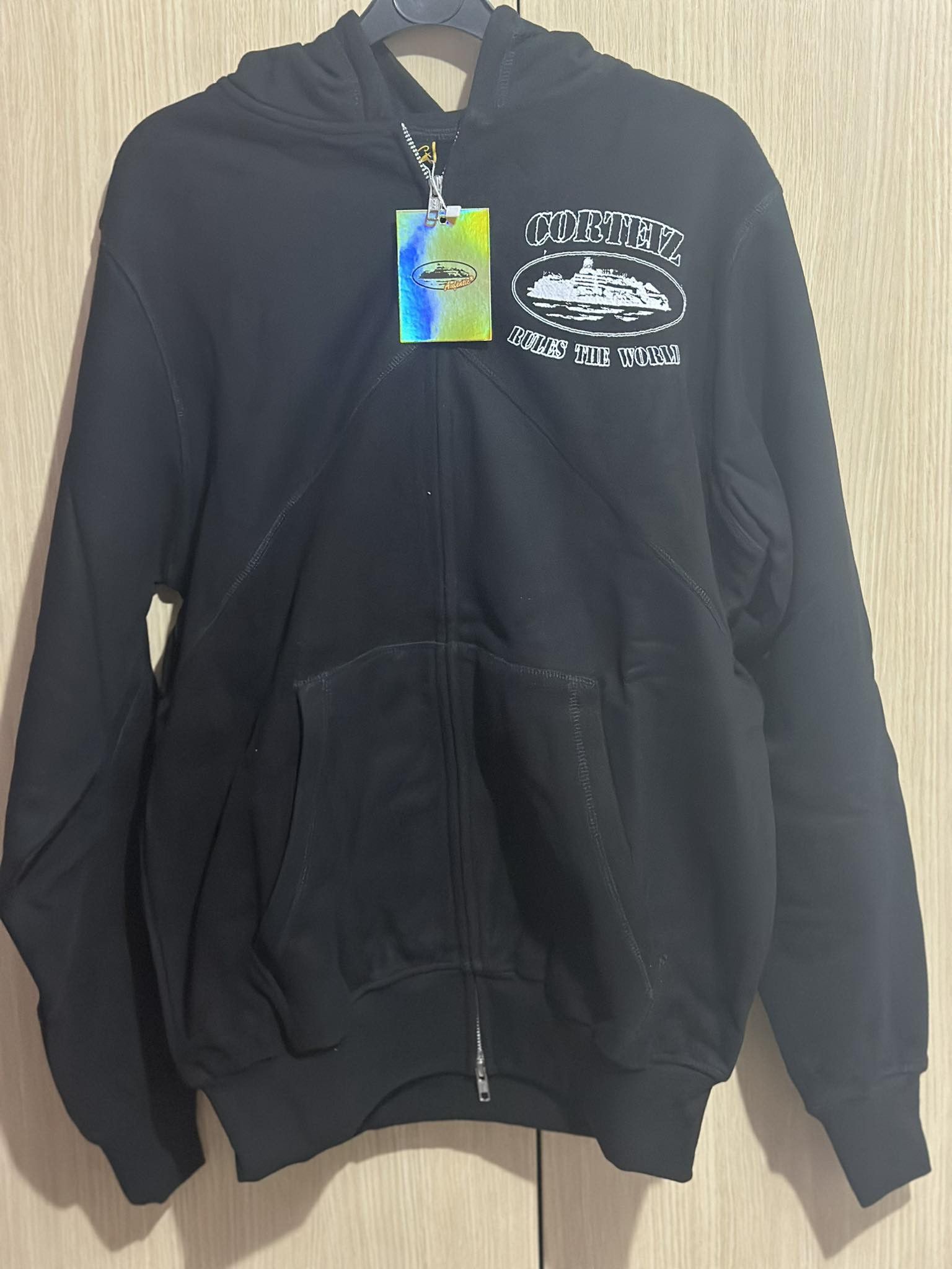 image of Corteiz Superior Zip Up Hoodie V2 in Black, Men's (Size Small)