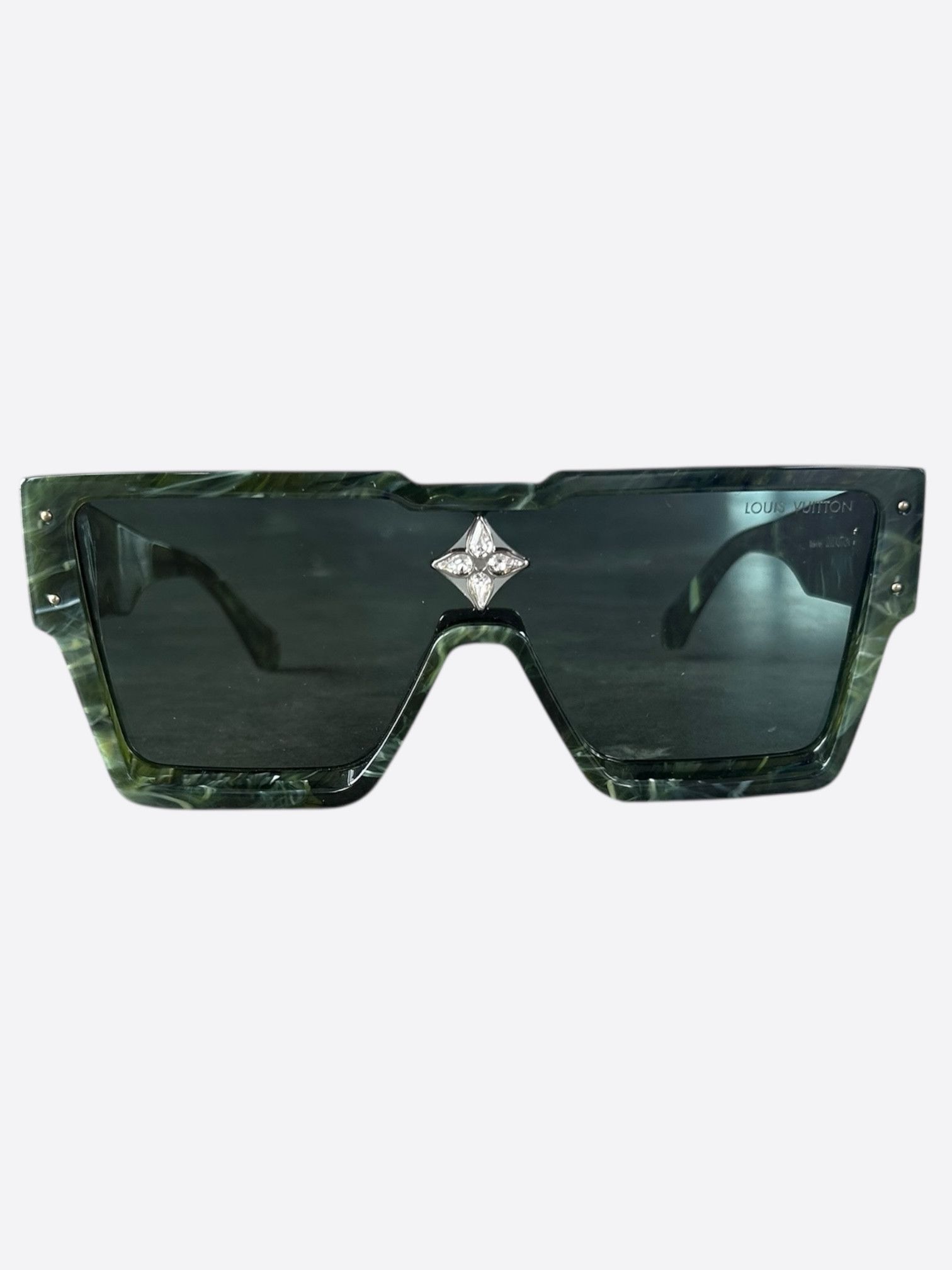 Louis Vuitton Louis Vuitton Green Marble Cyclone Sunglasses Size ONE SIZE - 1 Thumbnail